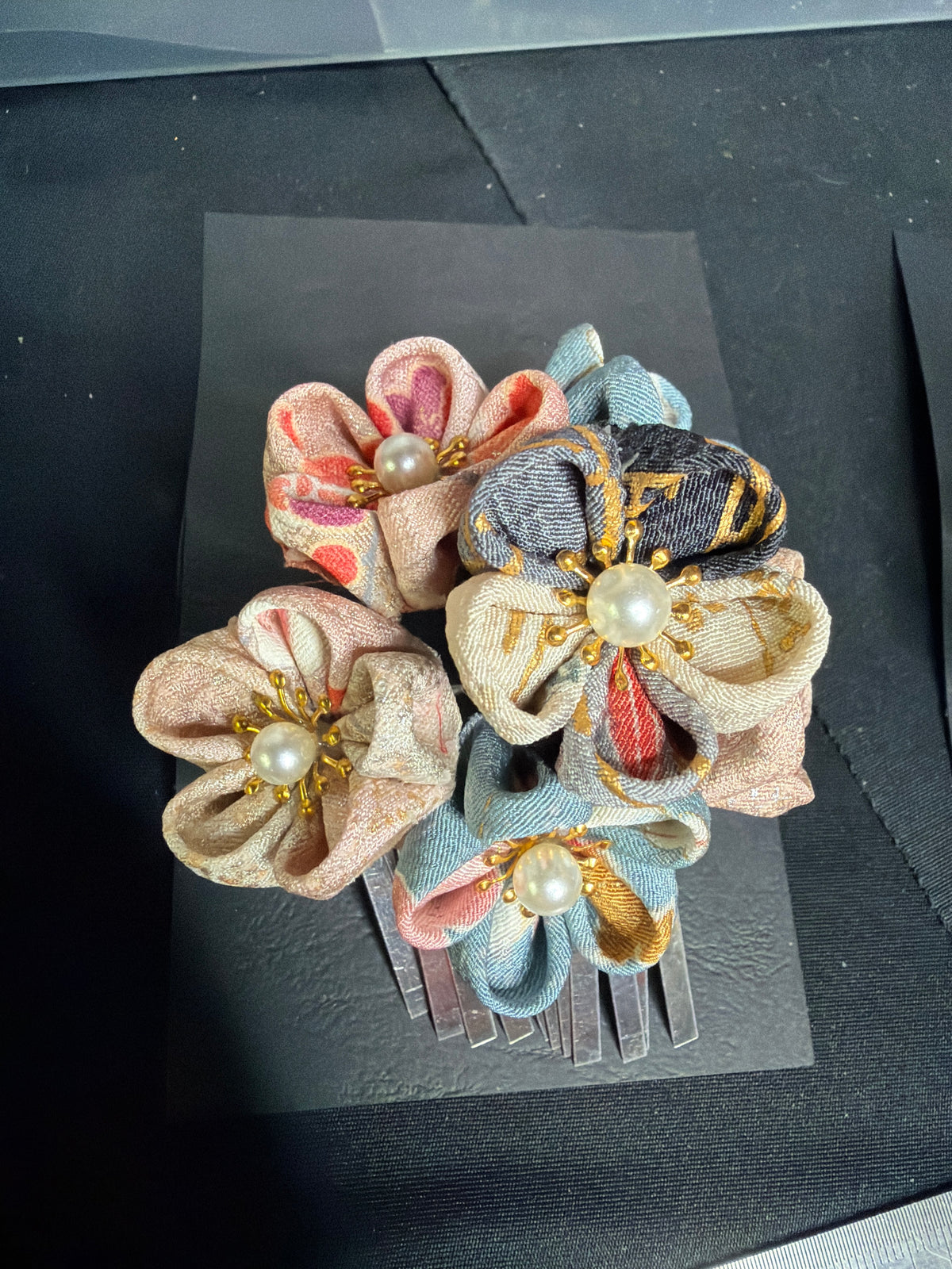 Kanzashi Barette japonaise Tsumamisaiku kimono en soie