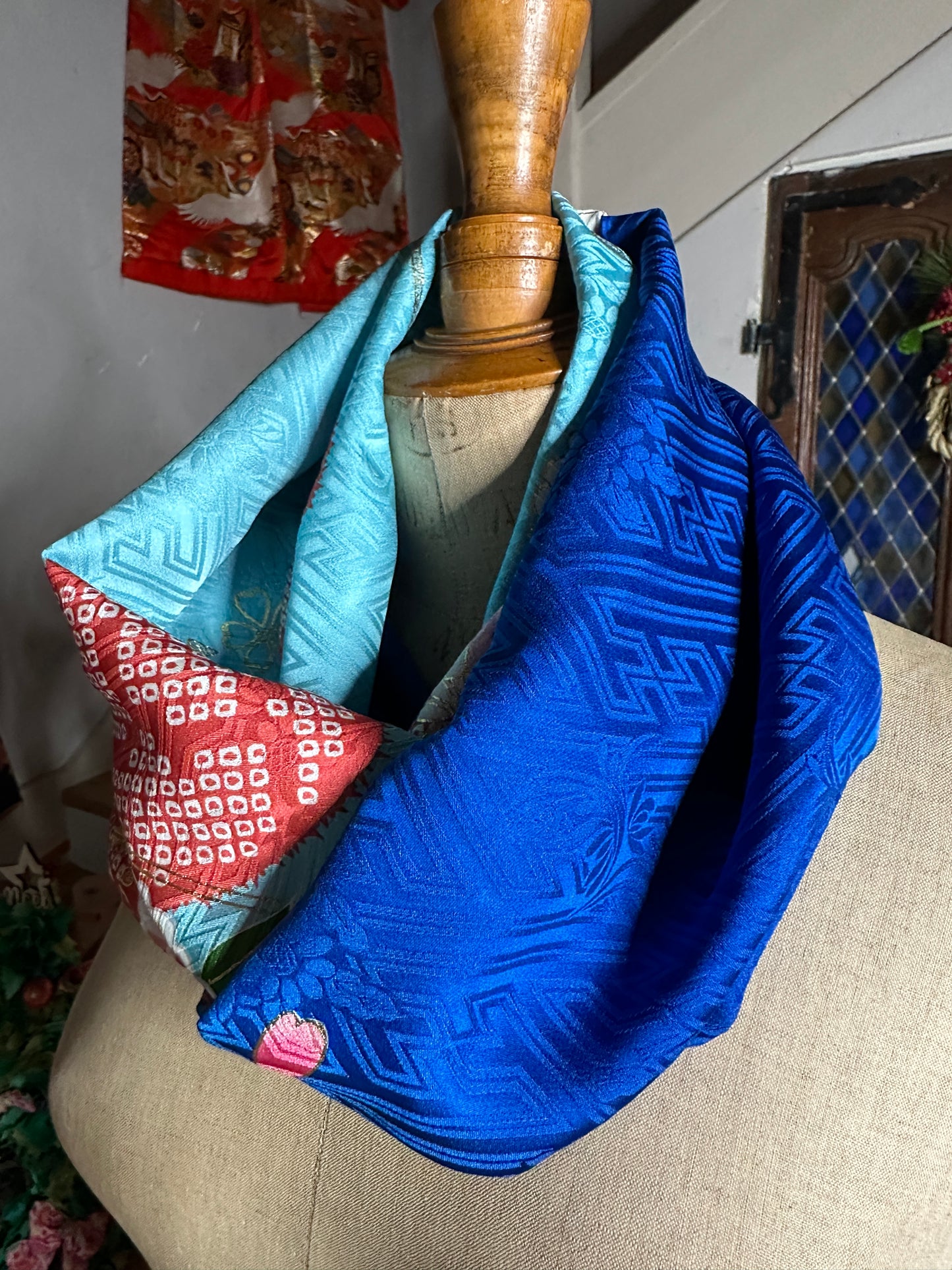 Tour de cou snood kimono japonais en soie