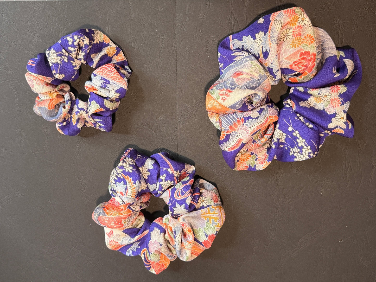 Lot de 3 chouchous kimono japonais en soie