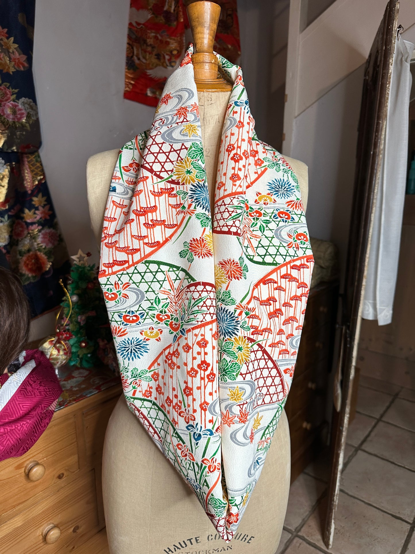 Tour de cou foulard kimono japonais en soie