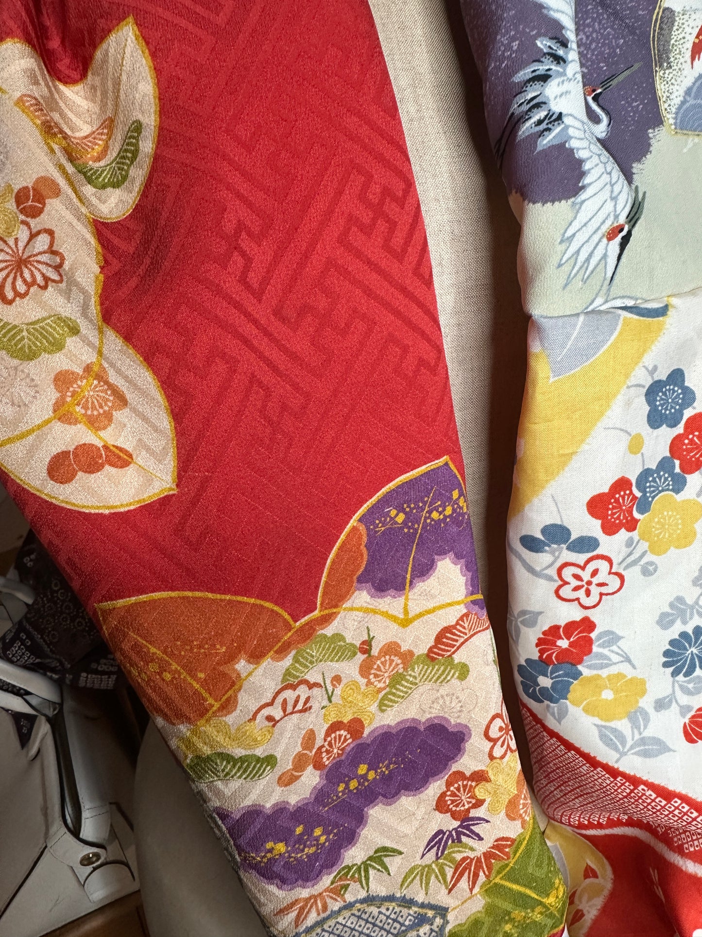 Snood tour de cou foulard kimono japonais antique en soie