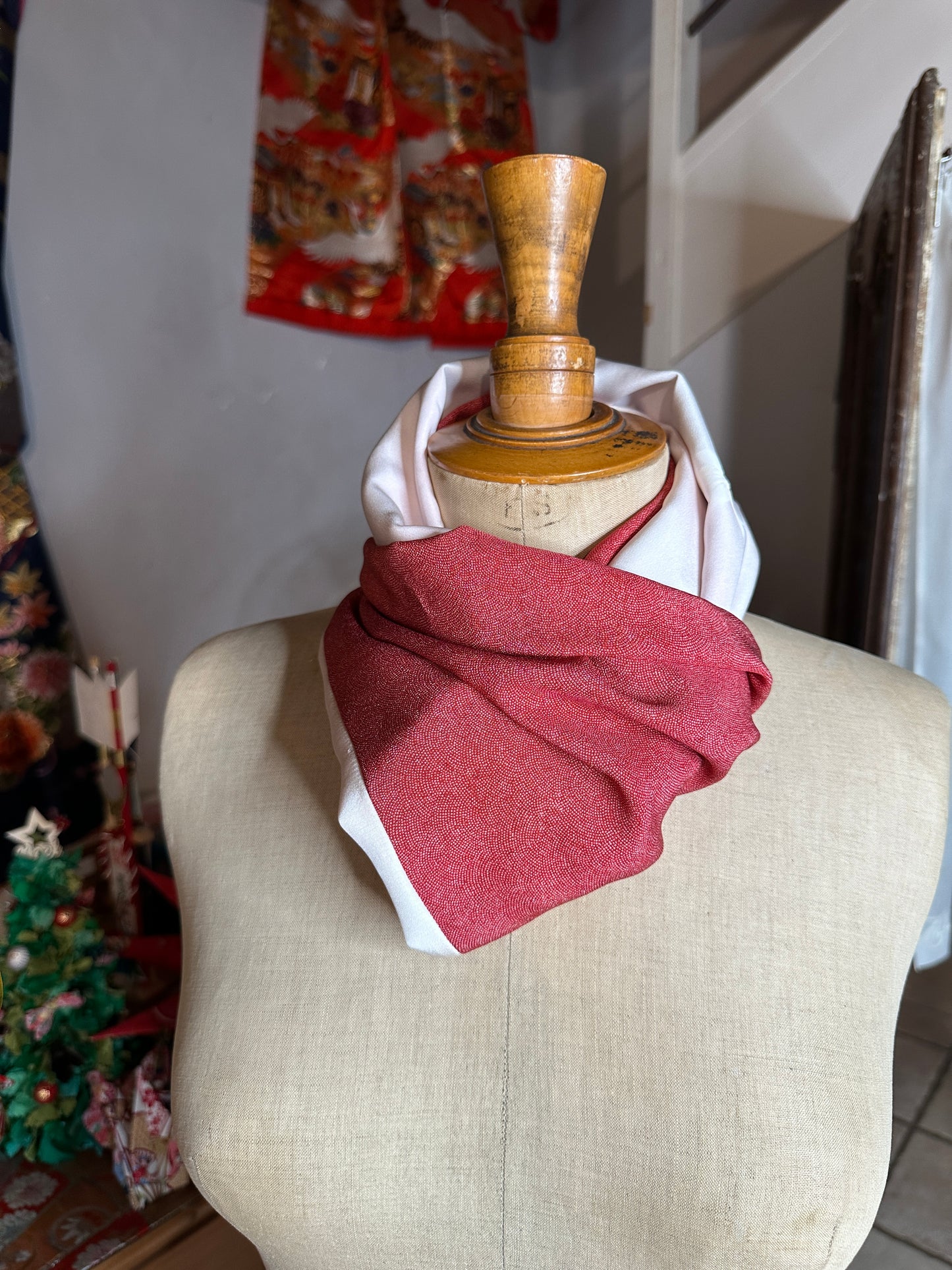 Snood tour de cou foulard kimono japonais en soie Neuf