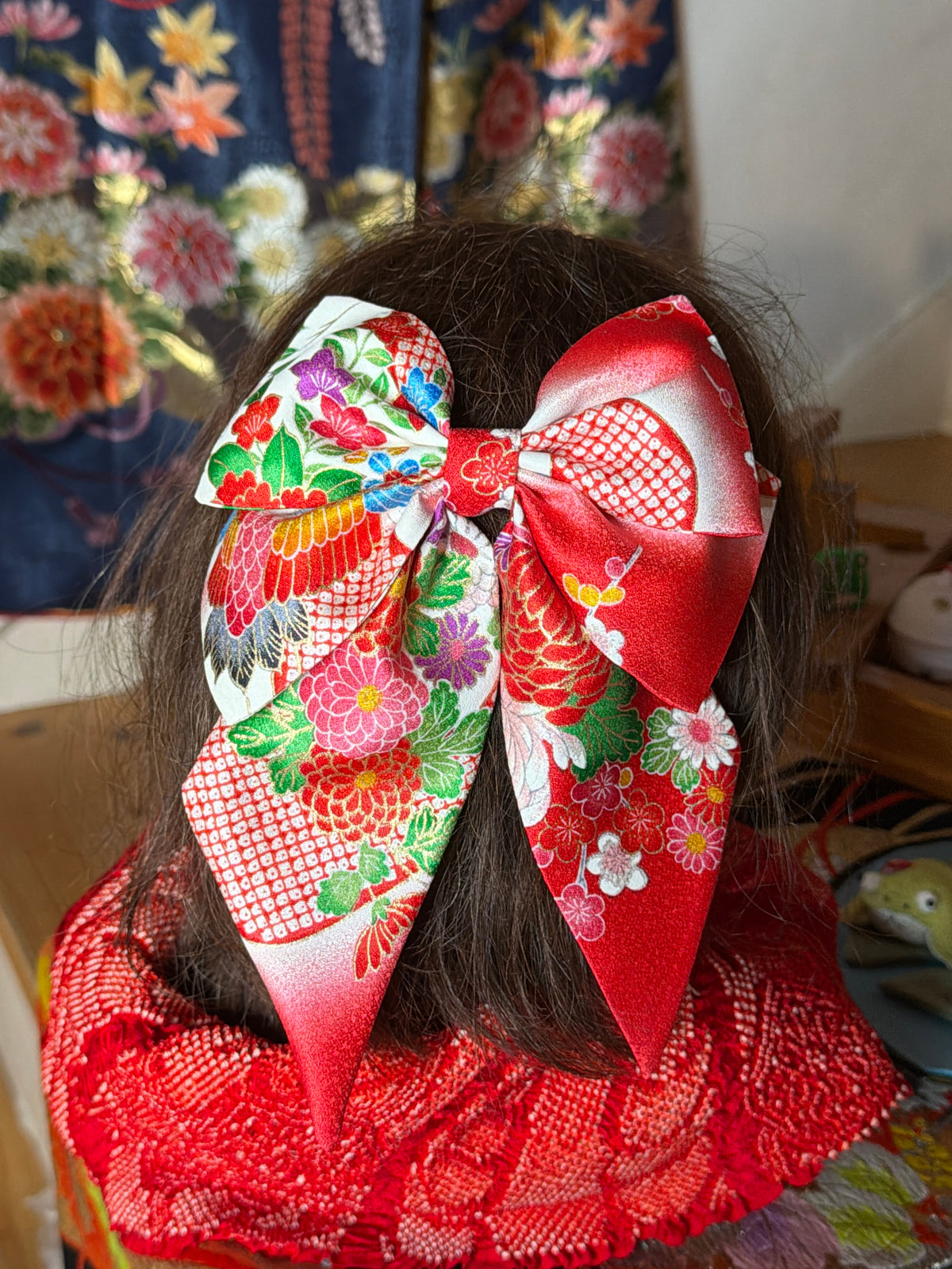 Barette pour les cheveux kimono japonais enfant en soie
