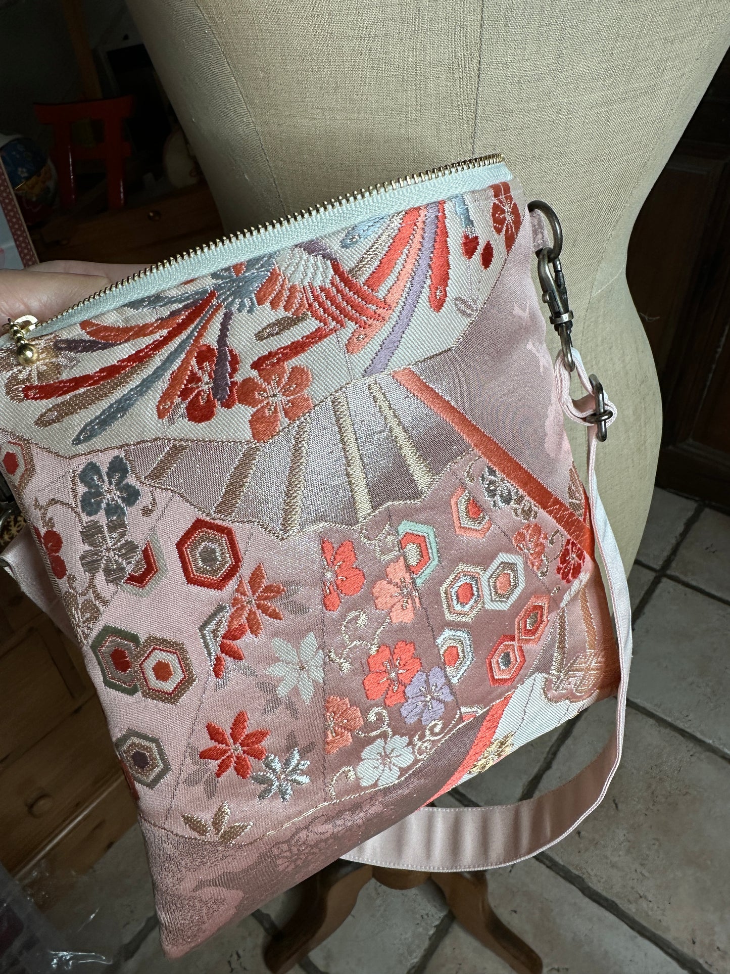 Pochette sac à l’épaule Obi kimono japonais en soie