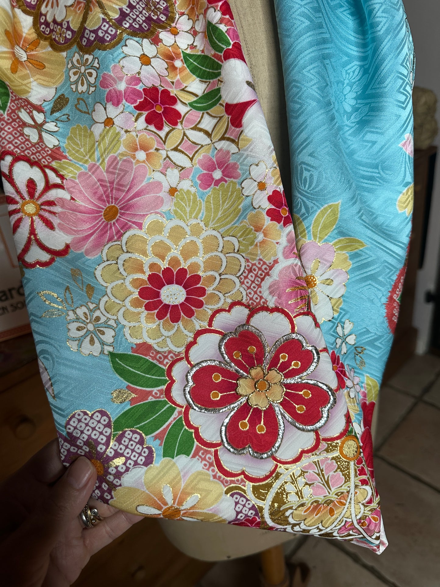 Tour de cou foulard furisode kimono japonais en soie