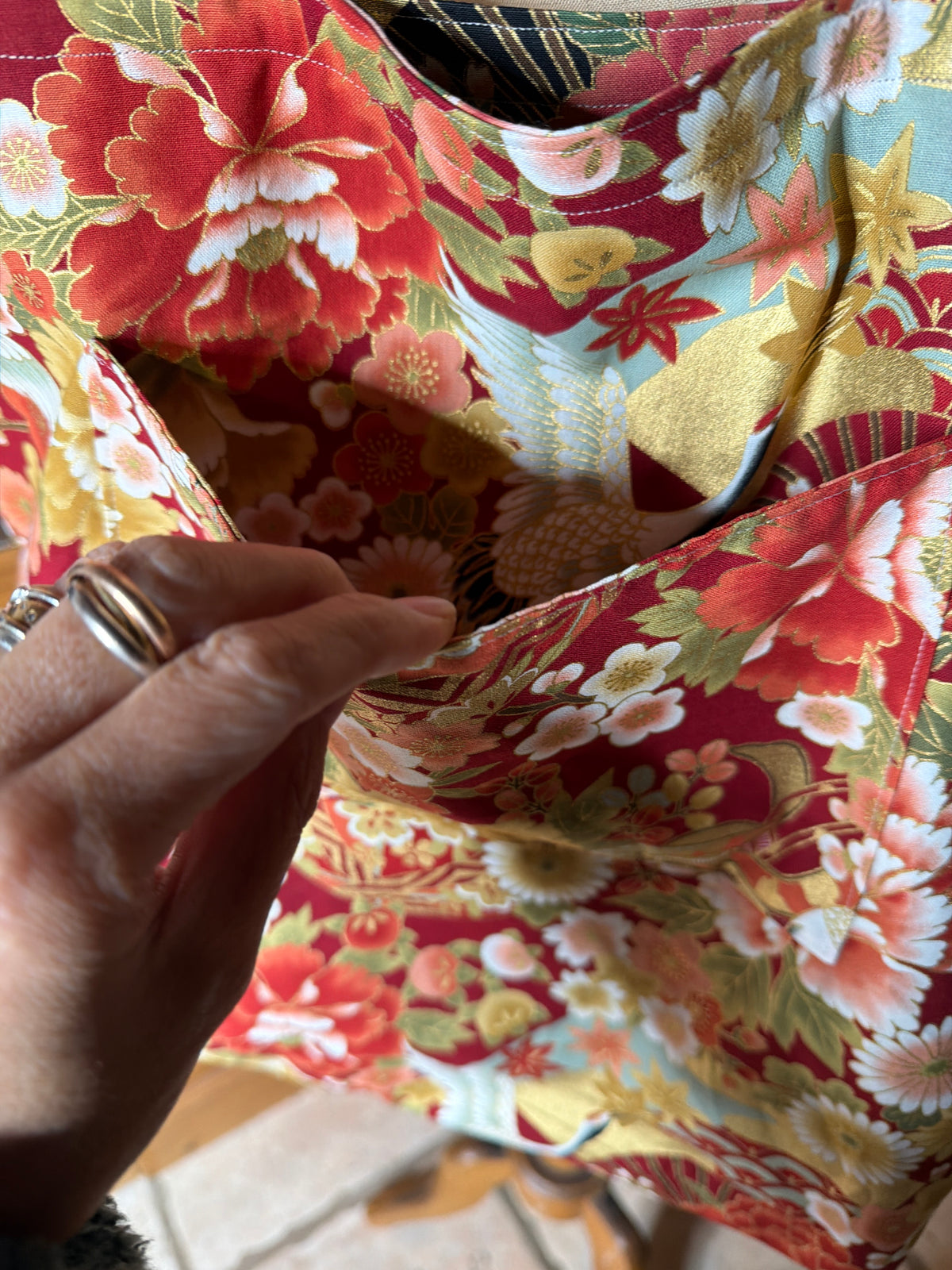 Tote bag reversible tissu en coton japonais