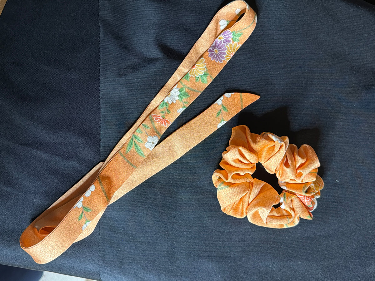 Chouchou ruban 2en 1 kimono japonais en soie