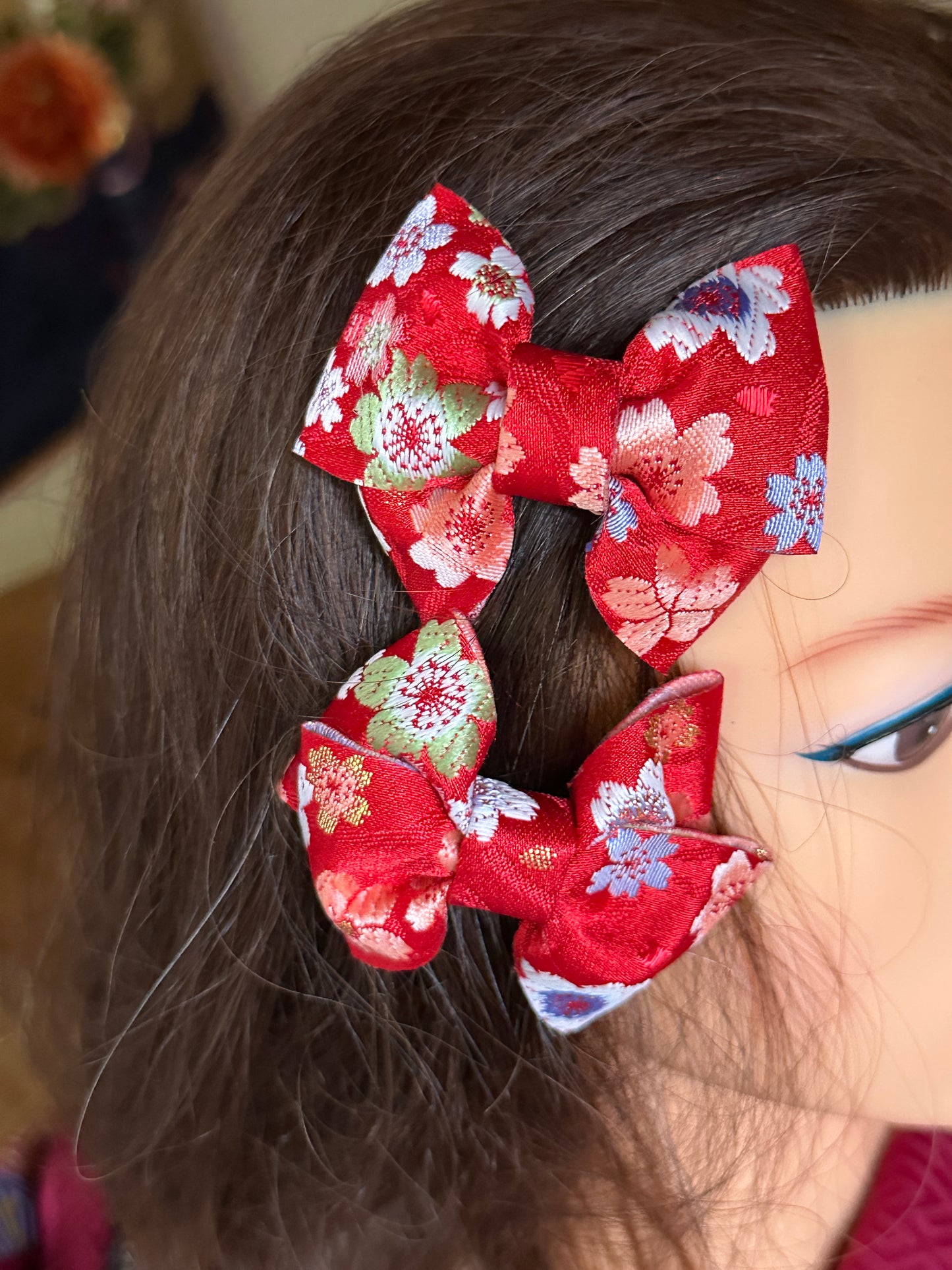 2 pinces à cheveux rubans japonais