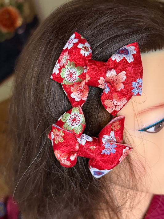 2 pinces à cheveux rubans japonais