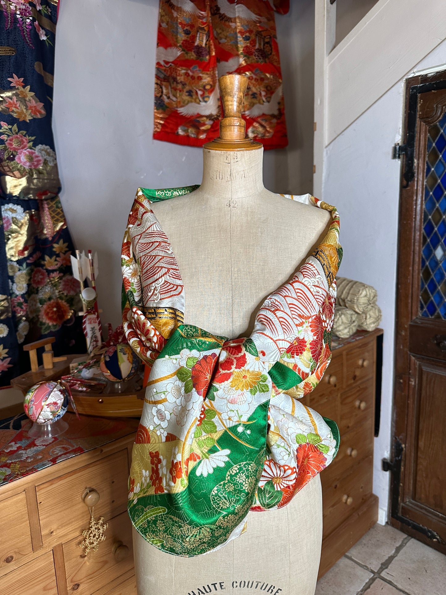 Foulard furisode kimono japonais en soie