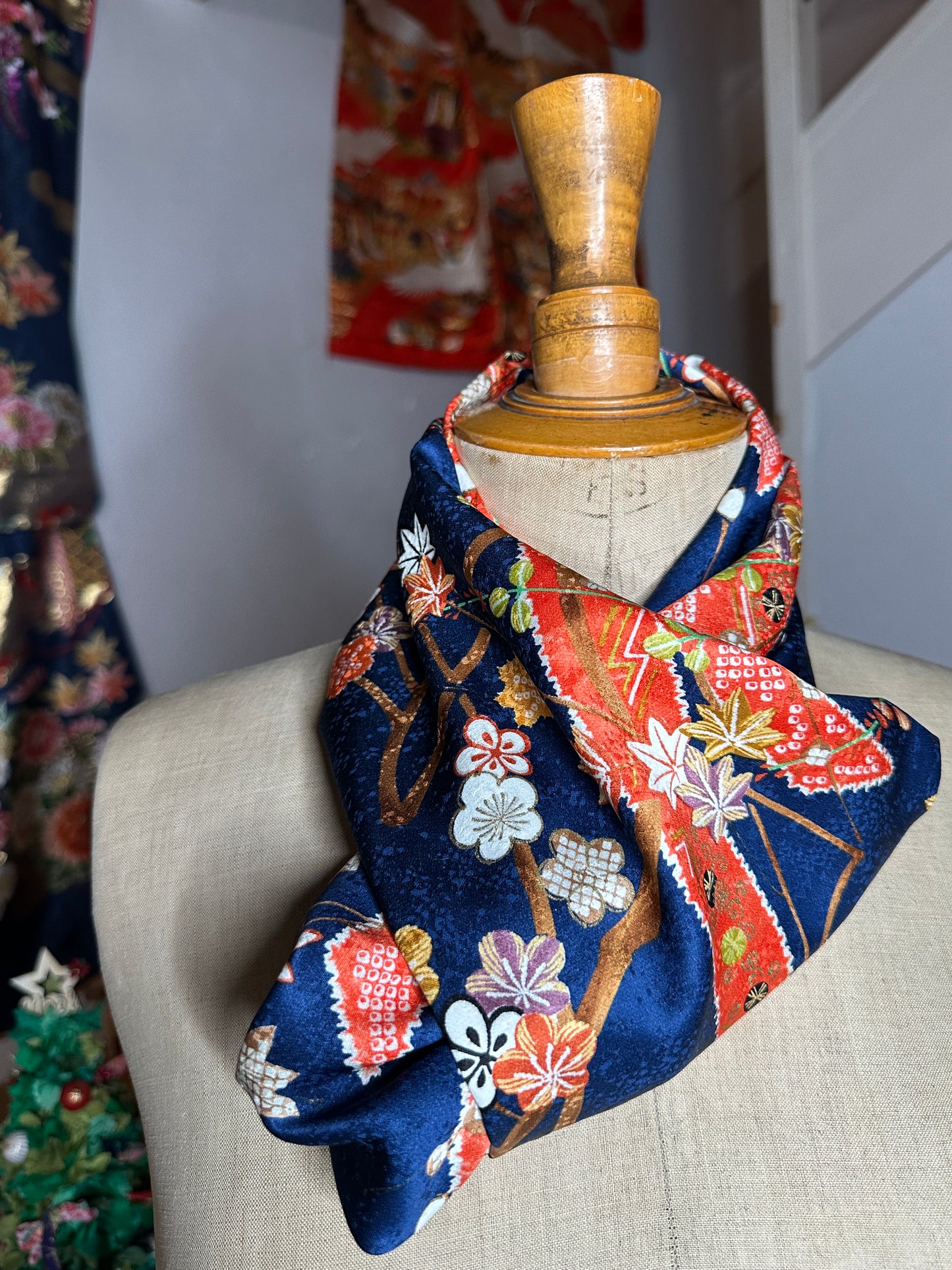 Tour de cou foulard kimono japonais en soie