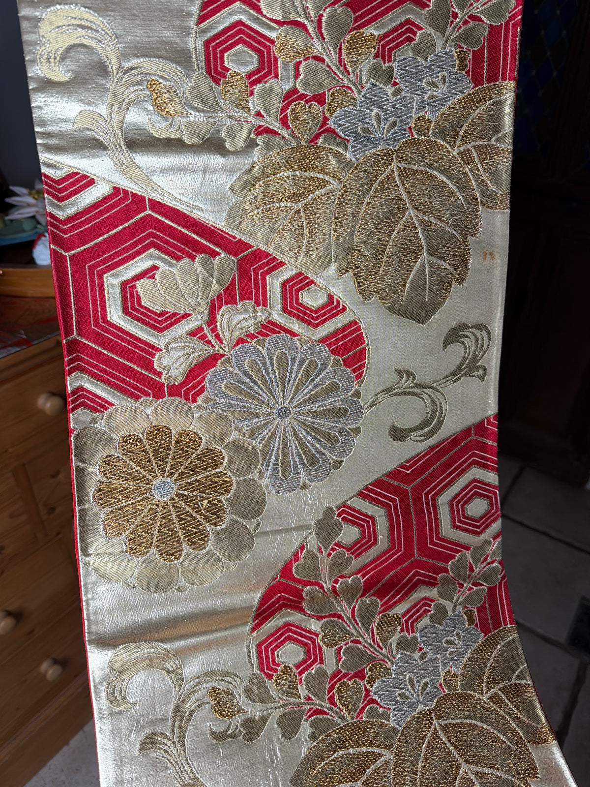 Chemin de table Obi antiqueen soie kimono japonais