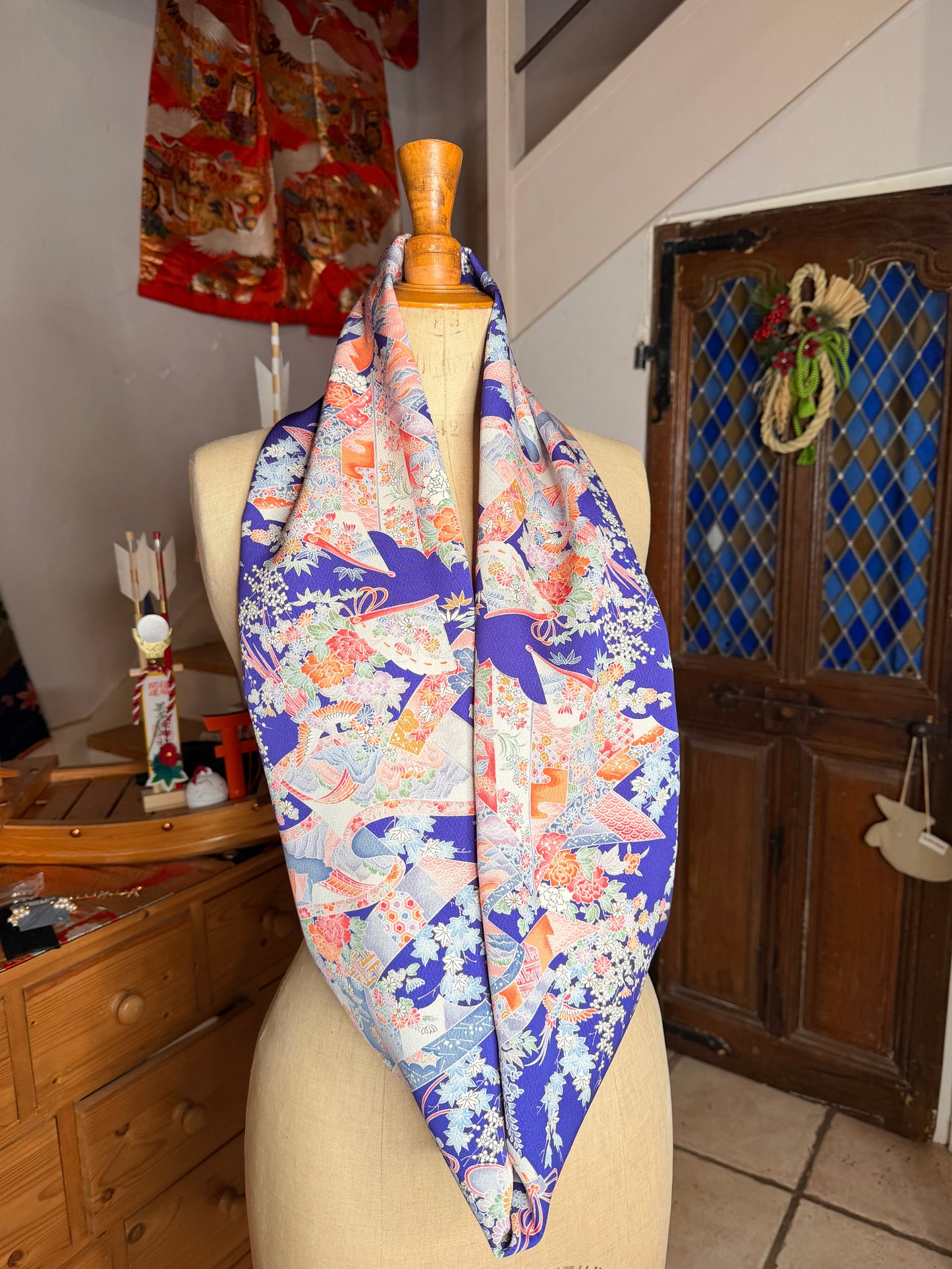 Tour de cou foulard kimono japonais en soie