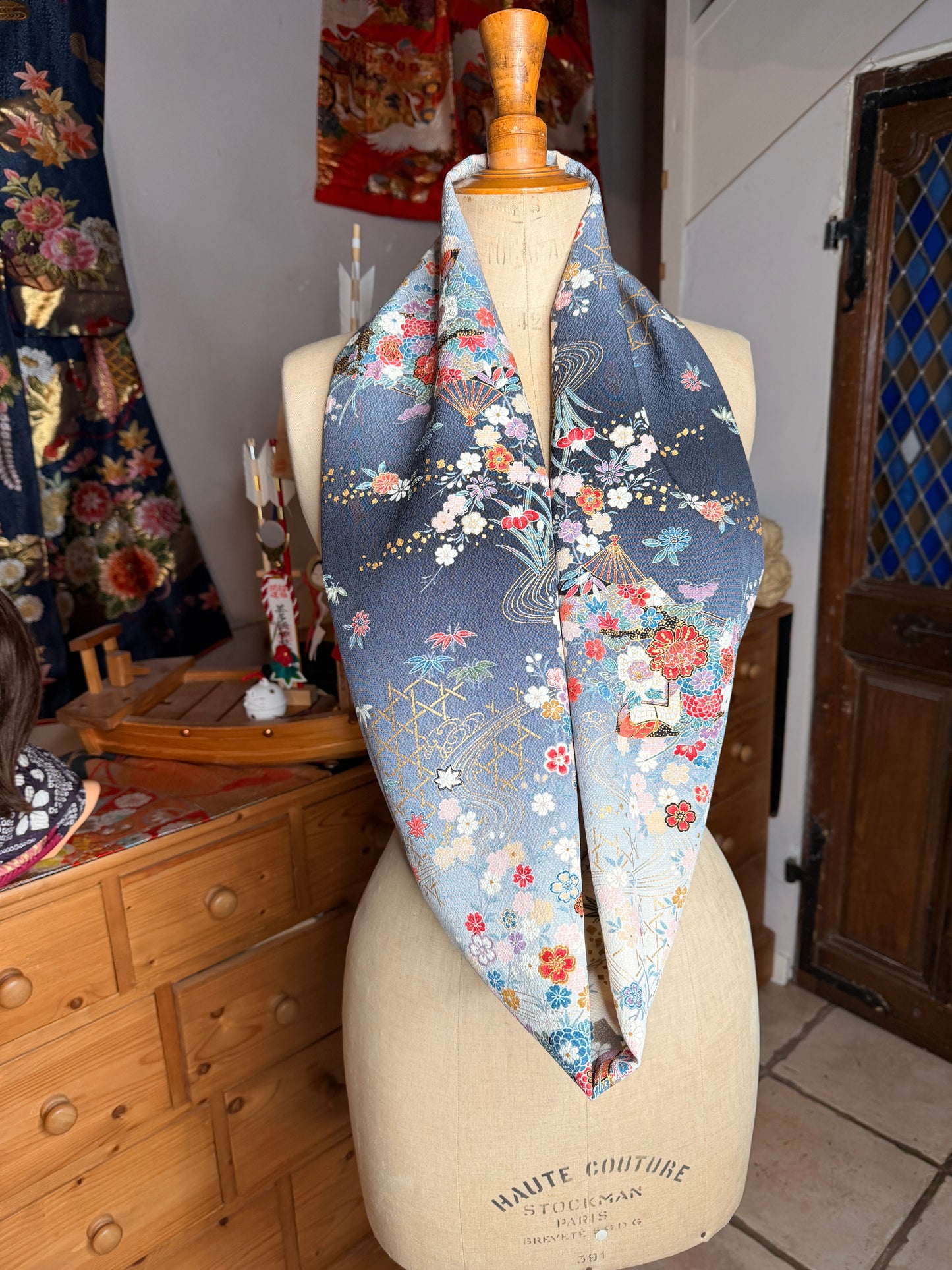 Tour de cou foulard kimono japonais en soie