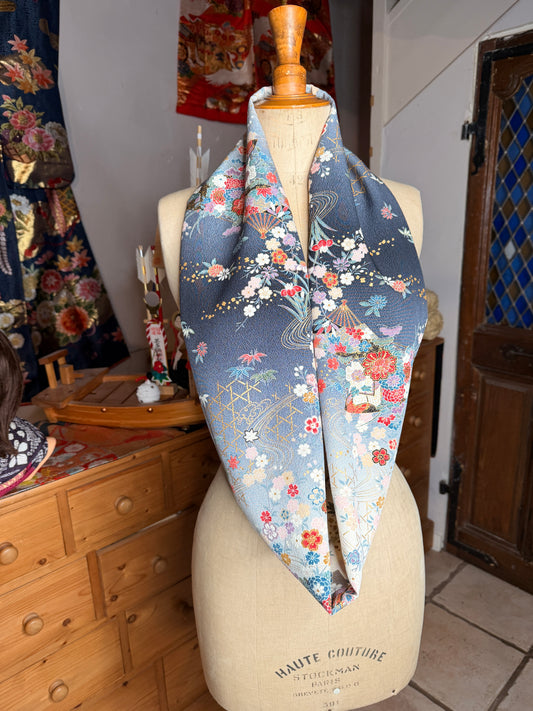 Tour de cou foulard kimono japonais en soie