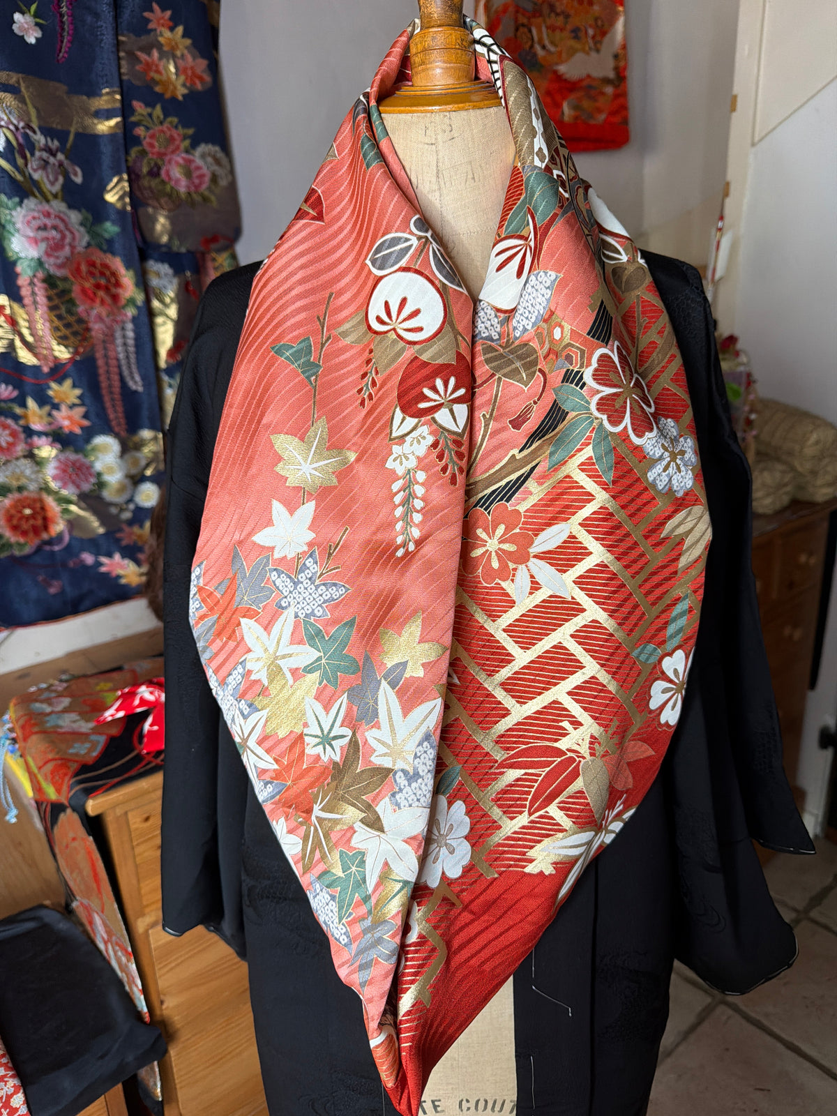 Tour de cou snood furisode kimono japonais en soie