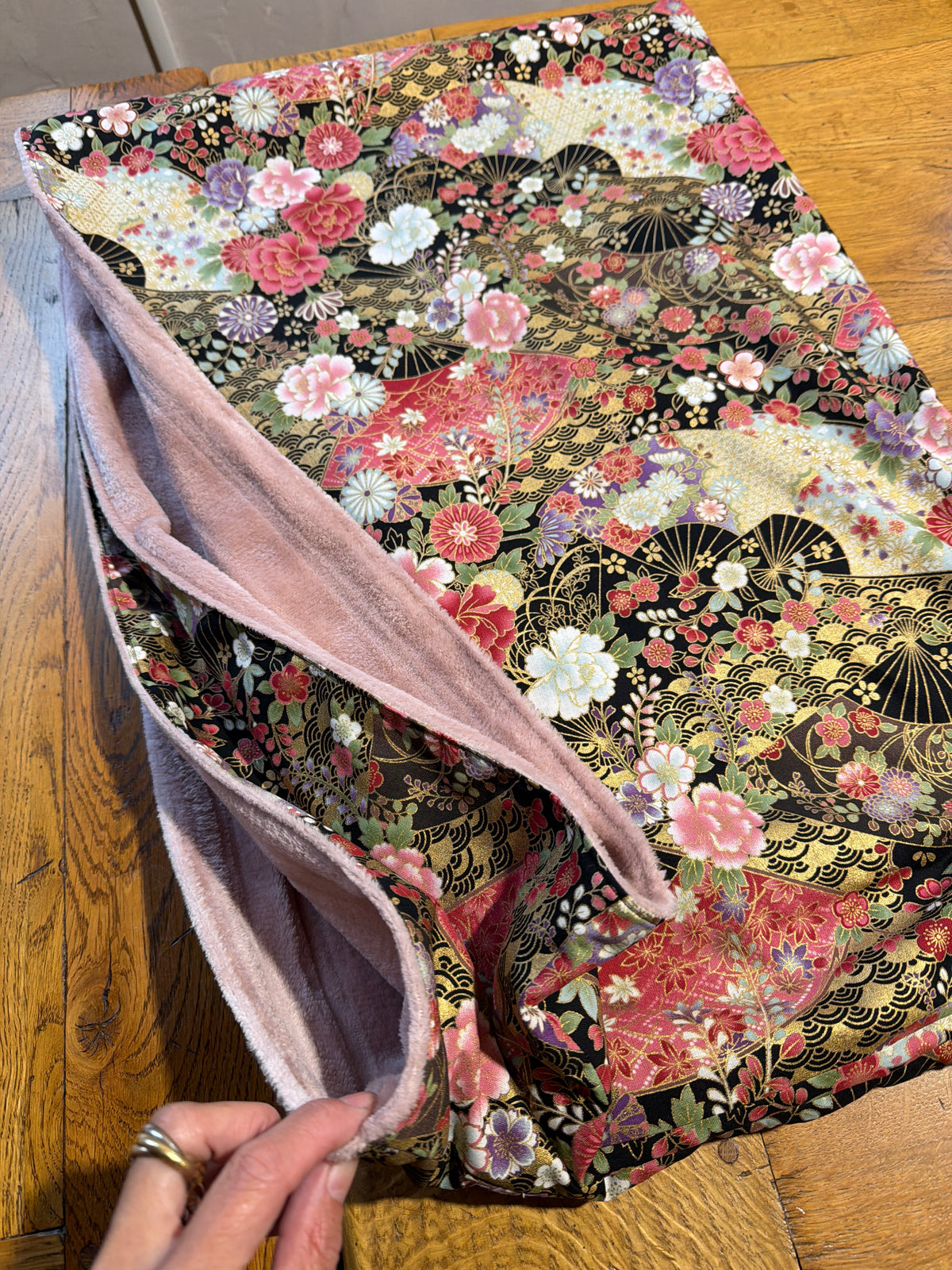 Momonga veste réversible tissu japonais en coton et micro polaire intérieur