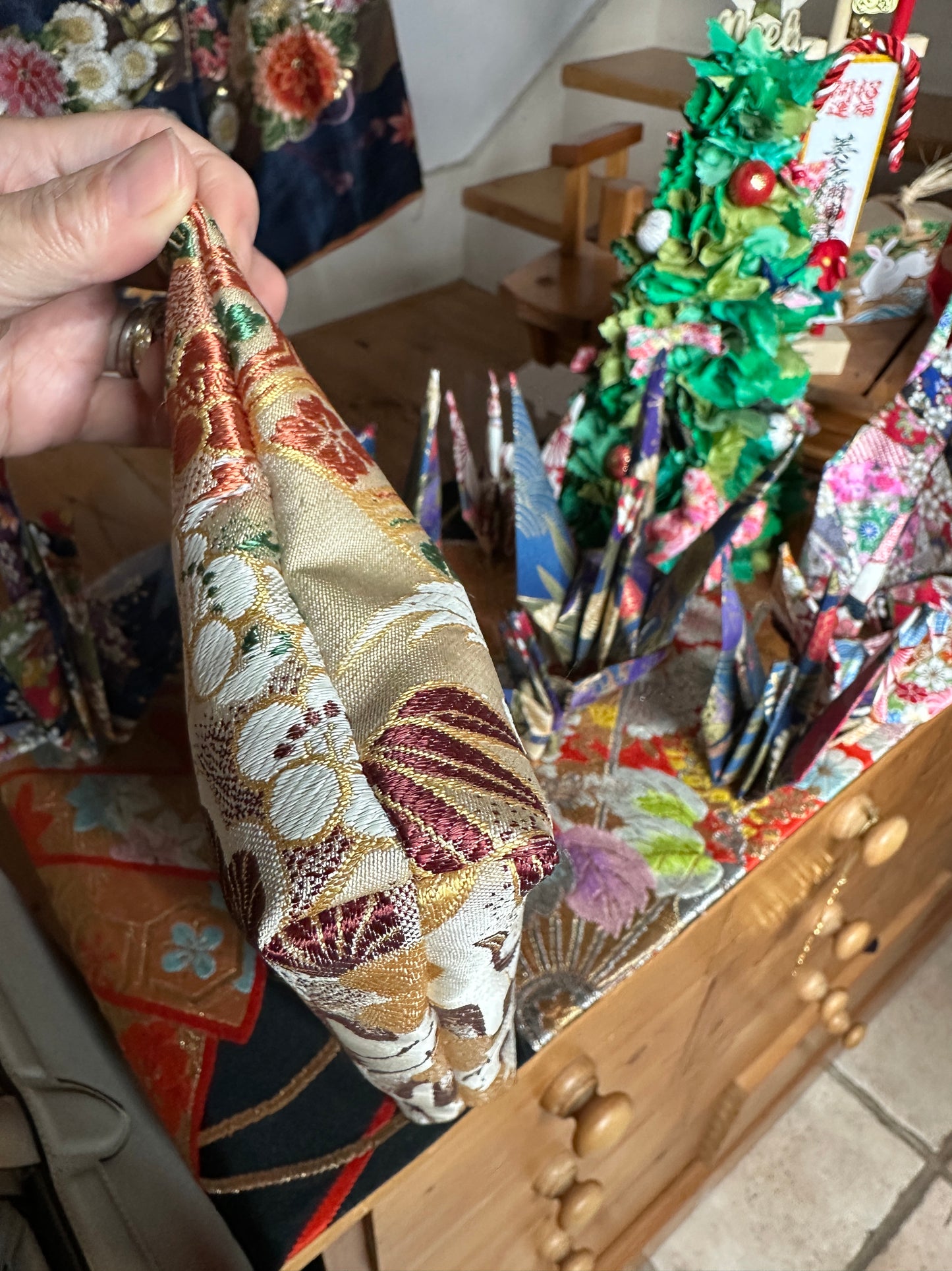 Pochette trousseau Obi japonais en soie kimono