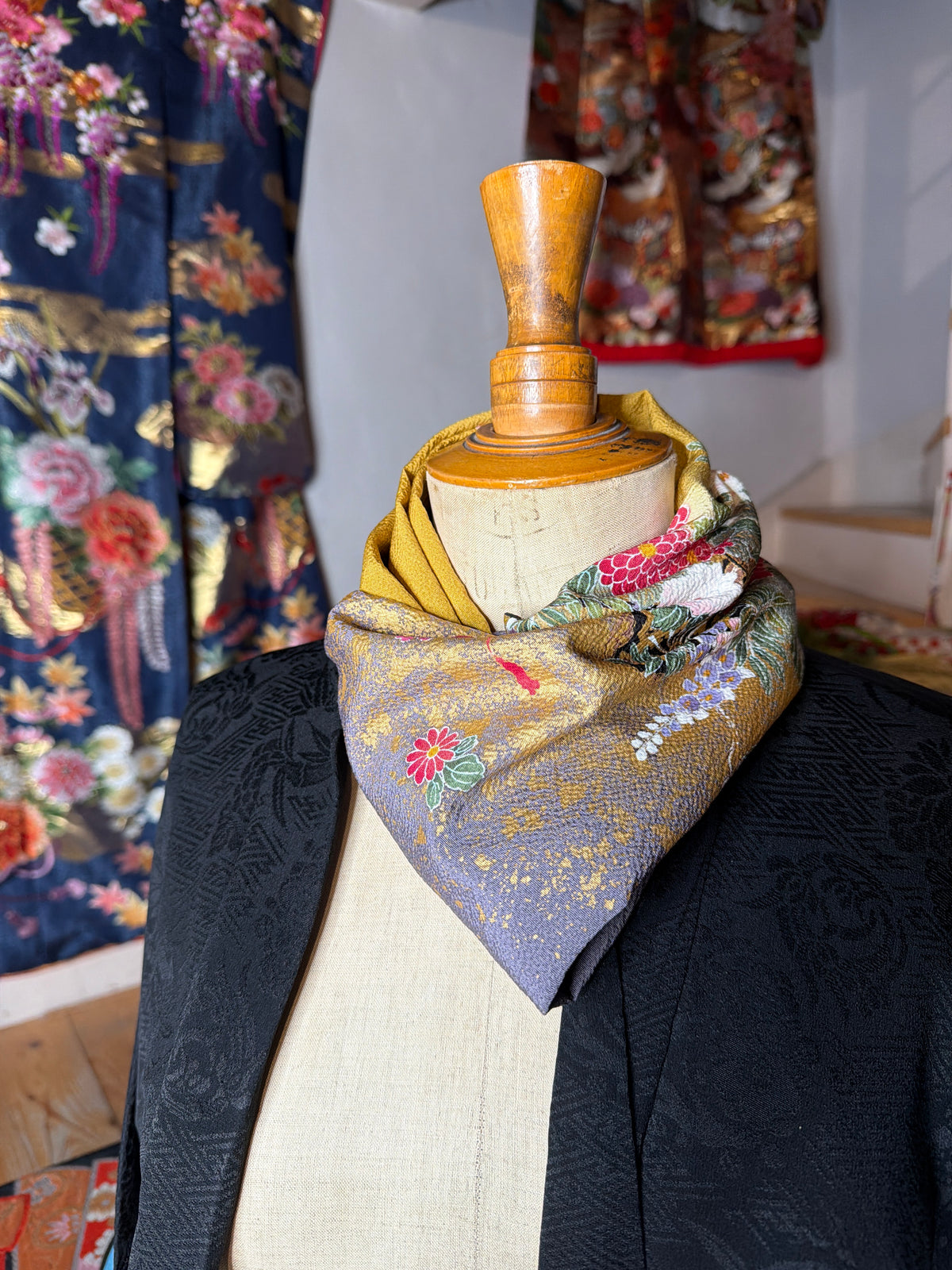 Tour de cou snood kimono japonais Furisode en soie