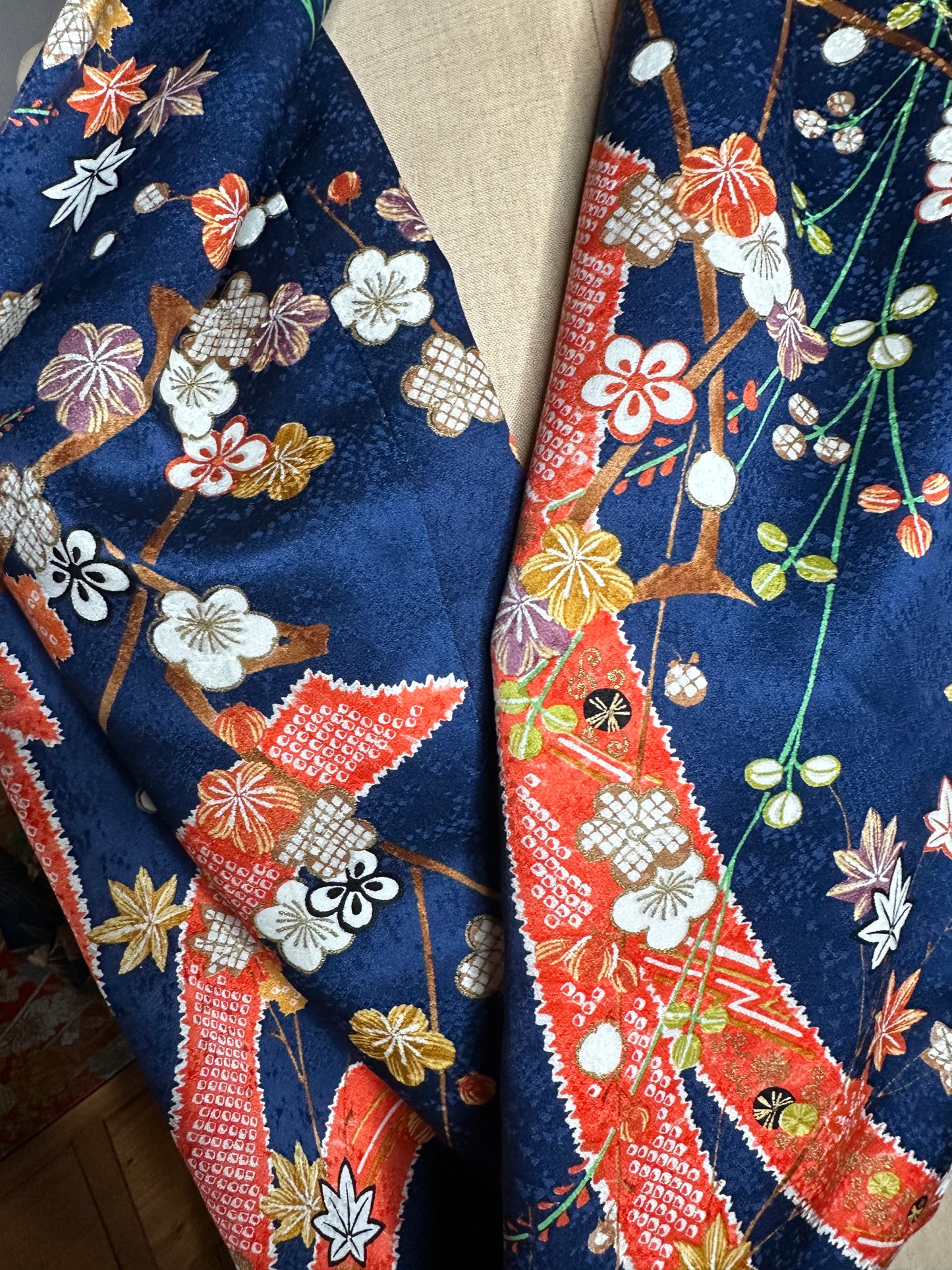 Tour de cou foulard kimono japonais en soie