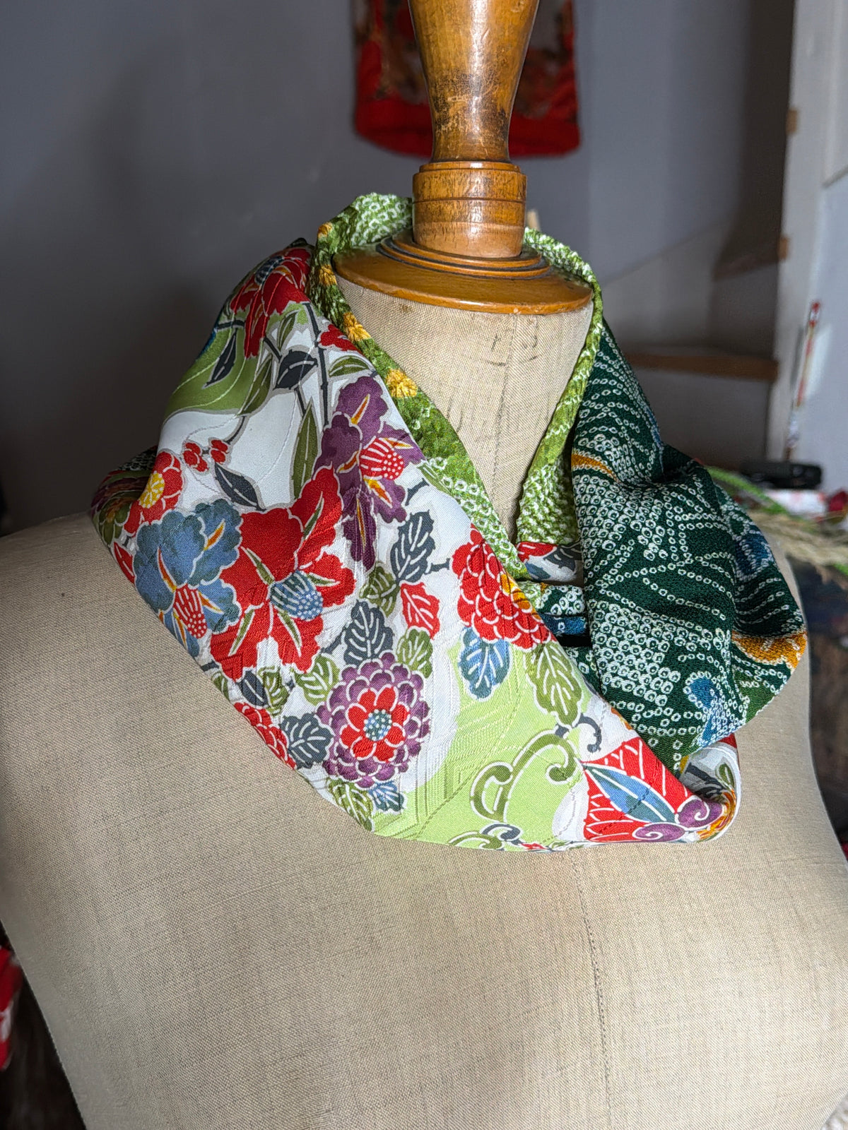 Toir de cou Snood foulard kimono japonais en soie