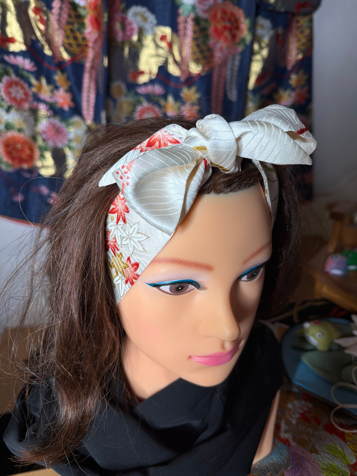 Foulard ruban kimono japonais bingatazome Okinawa en soie
