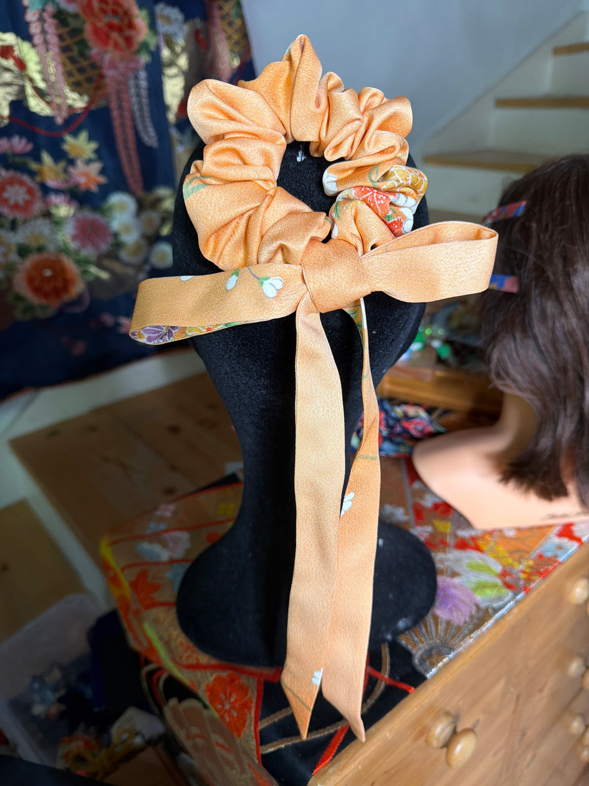 Chouchou ruban 2en 1 kimono japonais en soie