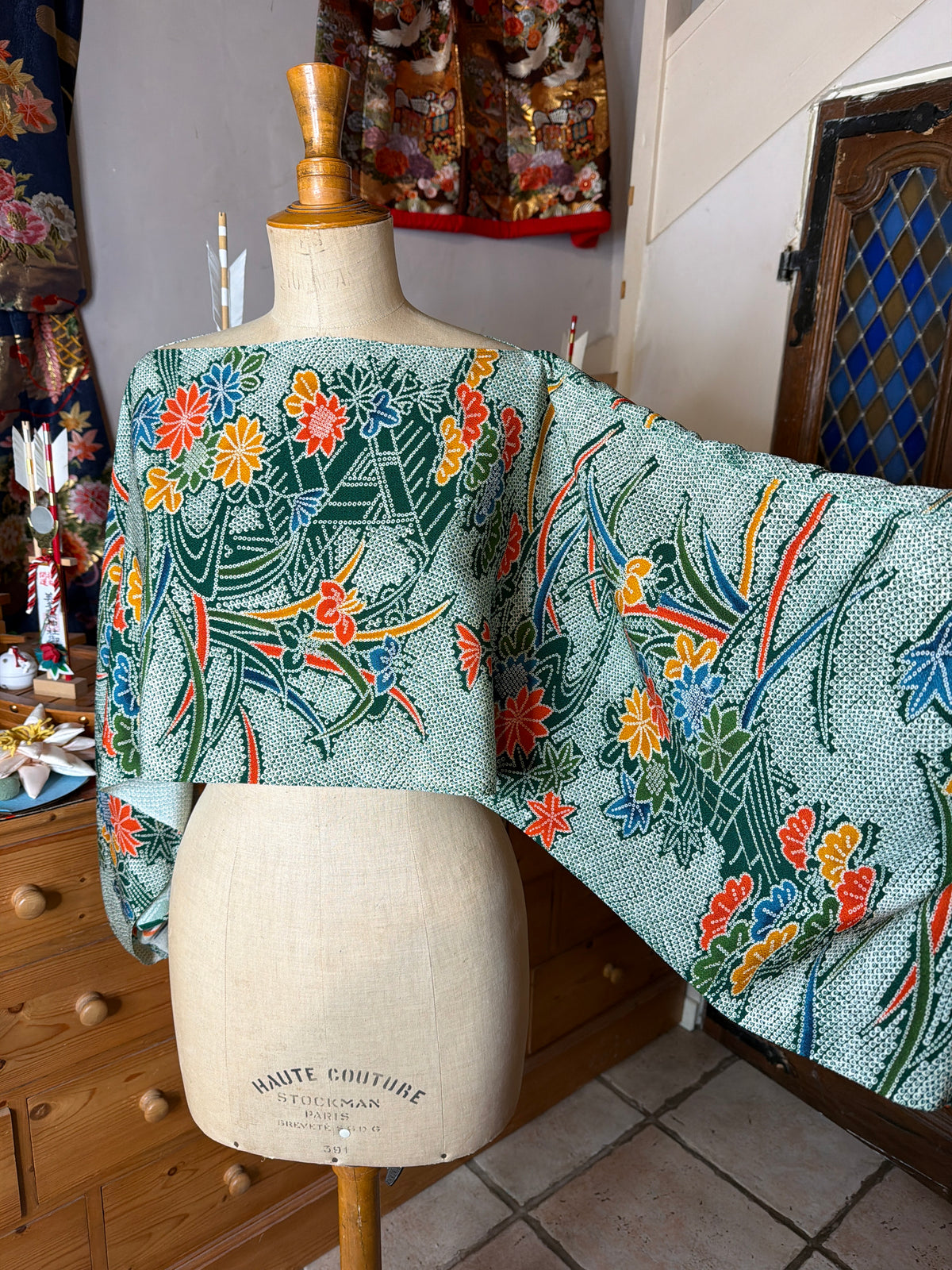 Top tunique 3 en 1 kimono japonais en soie Hamachirimen