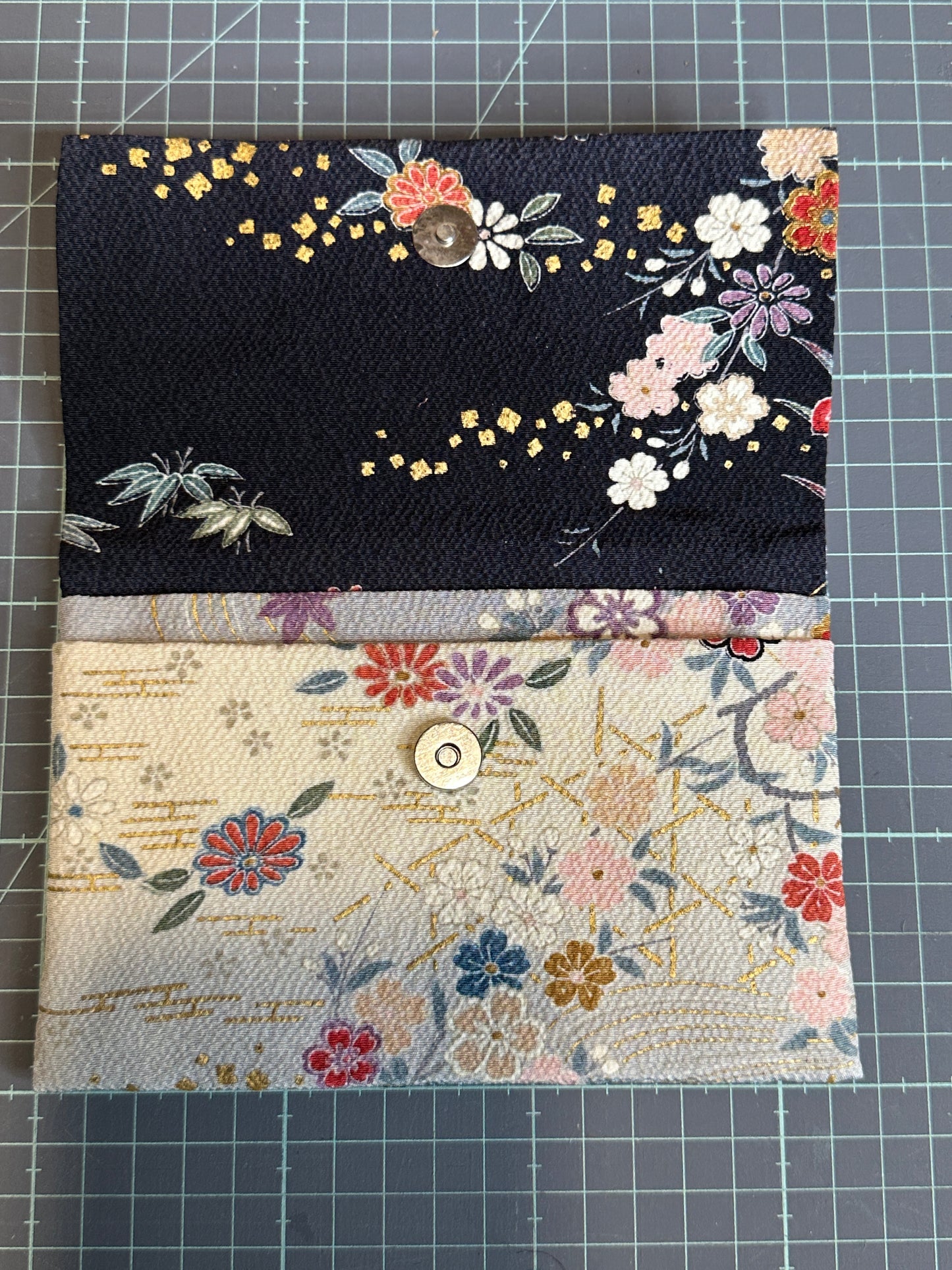 Pochette 2 compartiments kimono japonais en soie