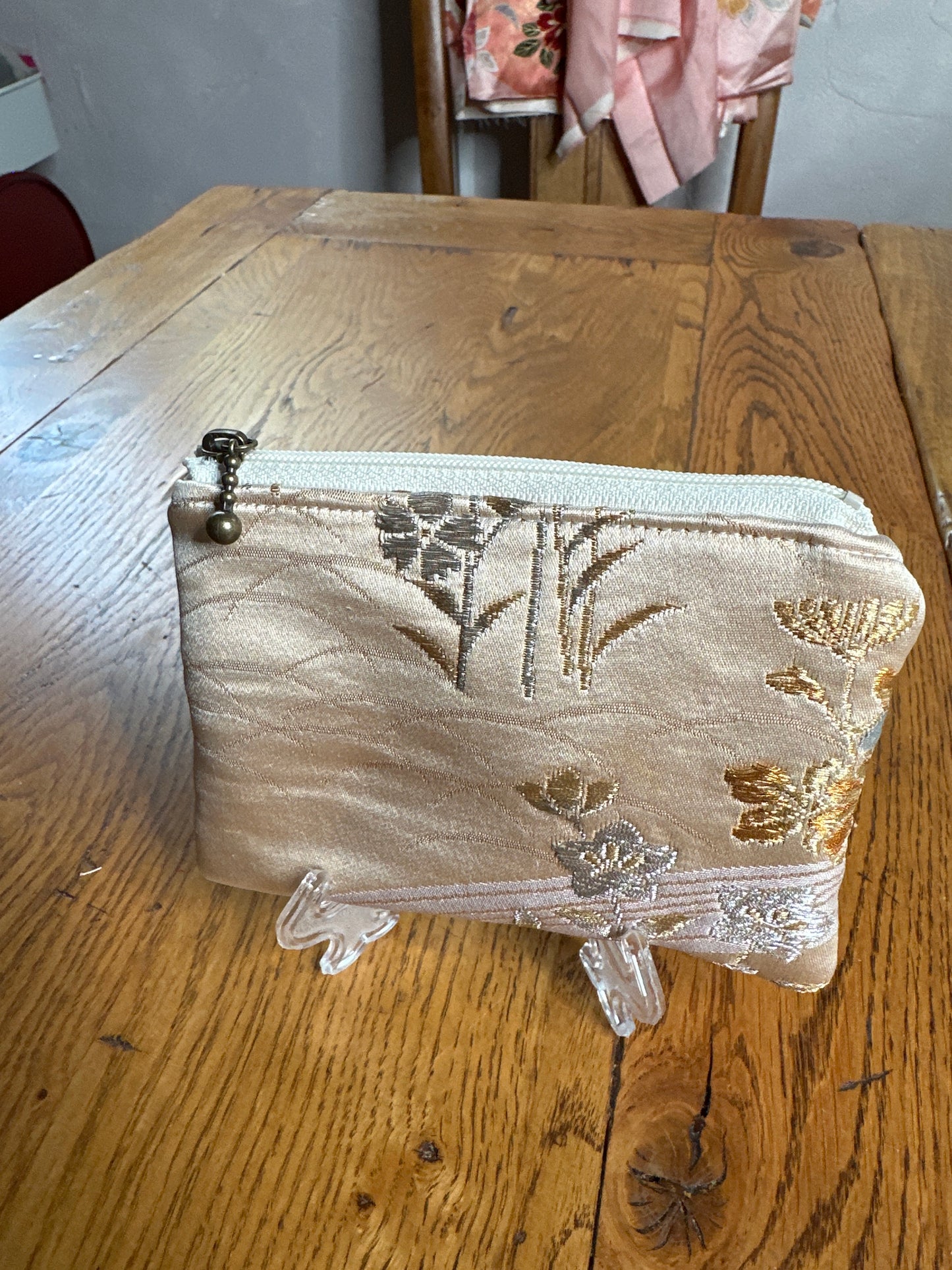 Mini pochette porte carte monnaie Obi japonais en soie