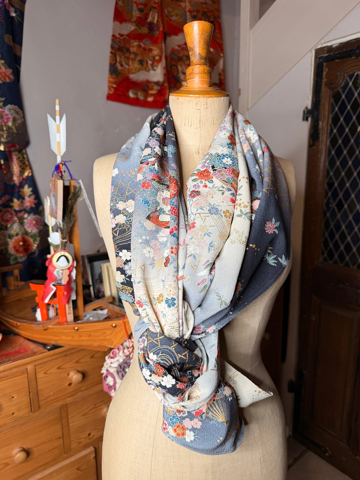 Top court tunique en kimono japonais en soie Neuf