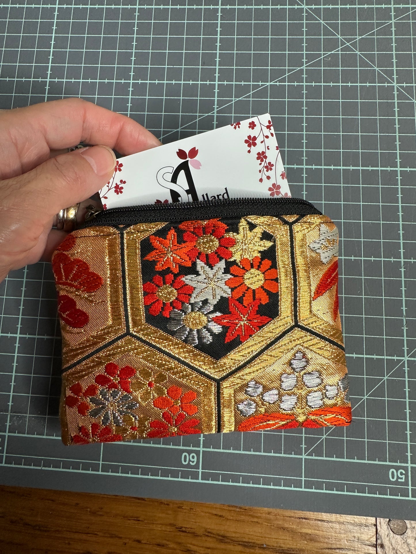Porte-monnaie mini pochette Obi kimono japonais en soie