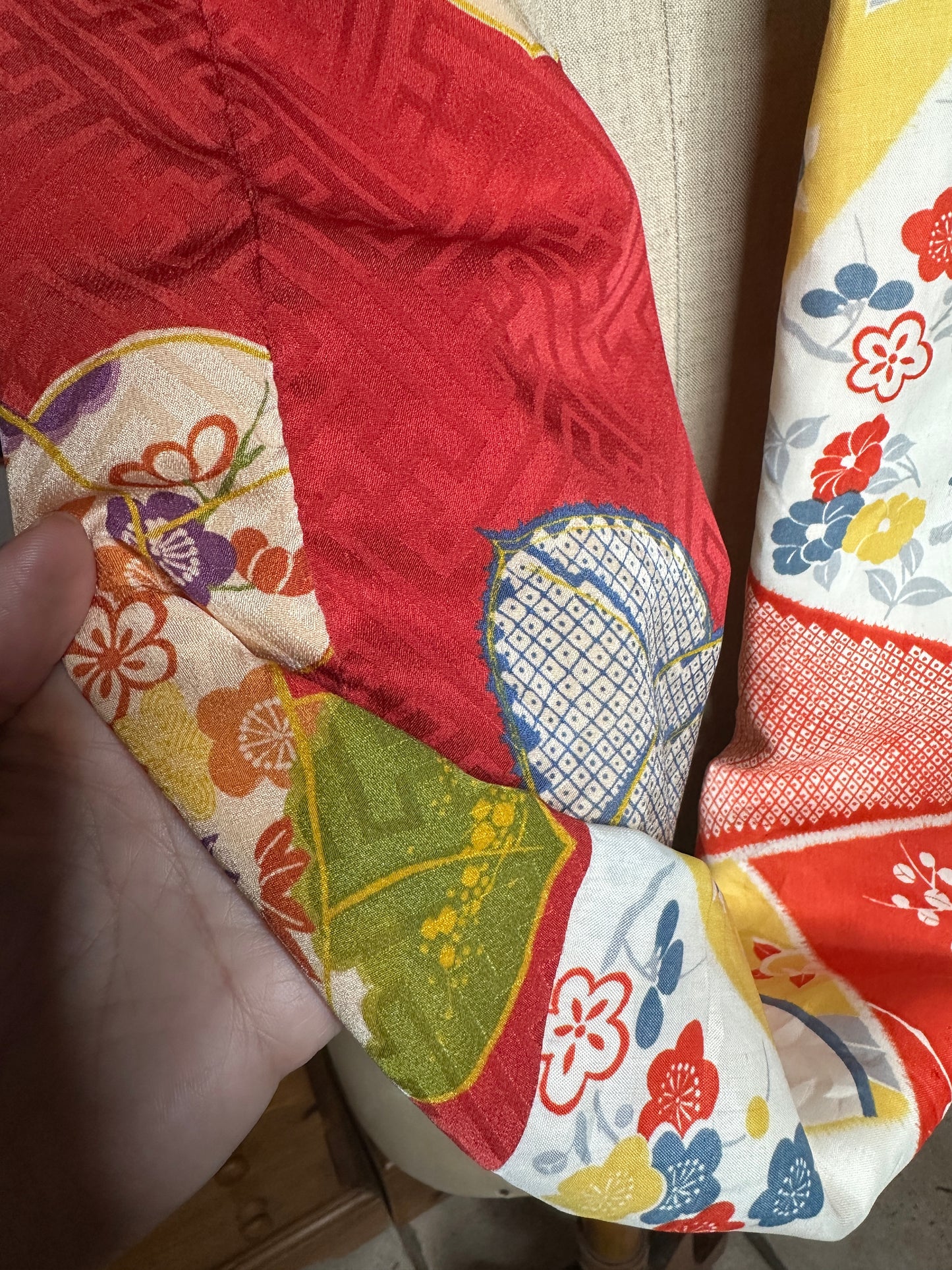 Snood tour de cou foulard kimono japonais antique en soie