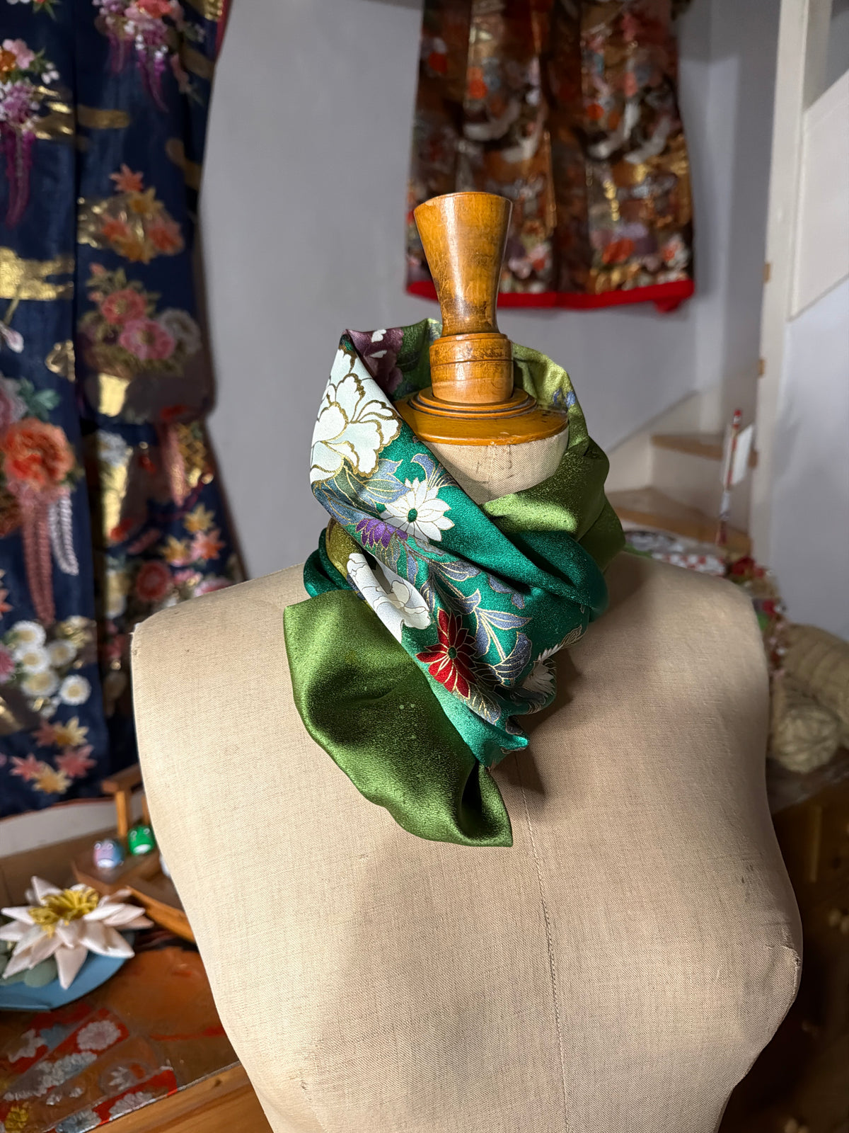 Tour de cou snood kimono japonais Furisode en soie