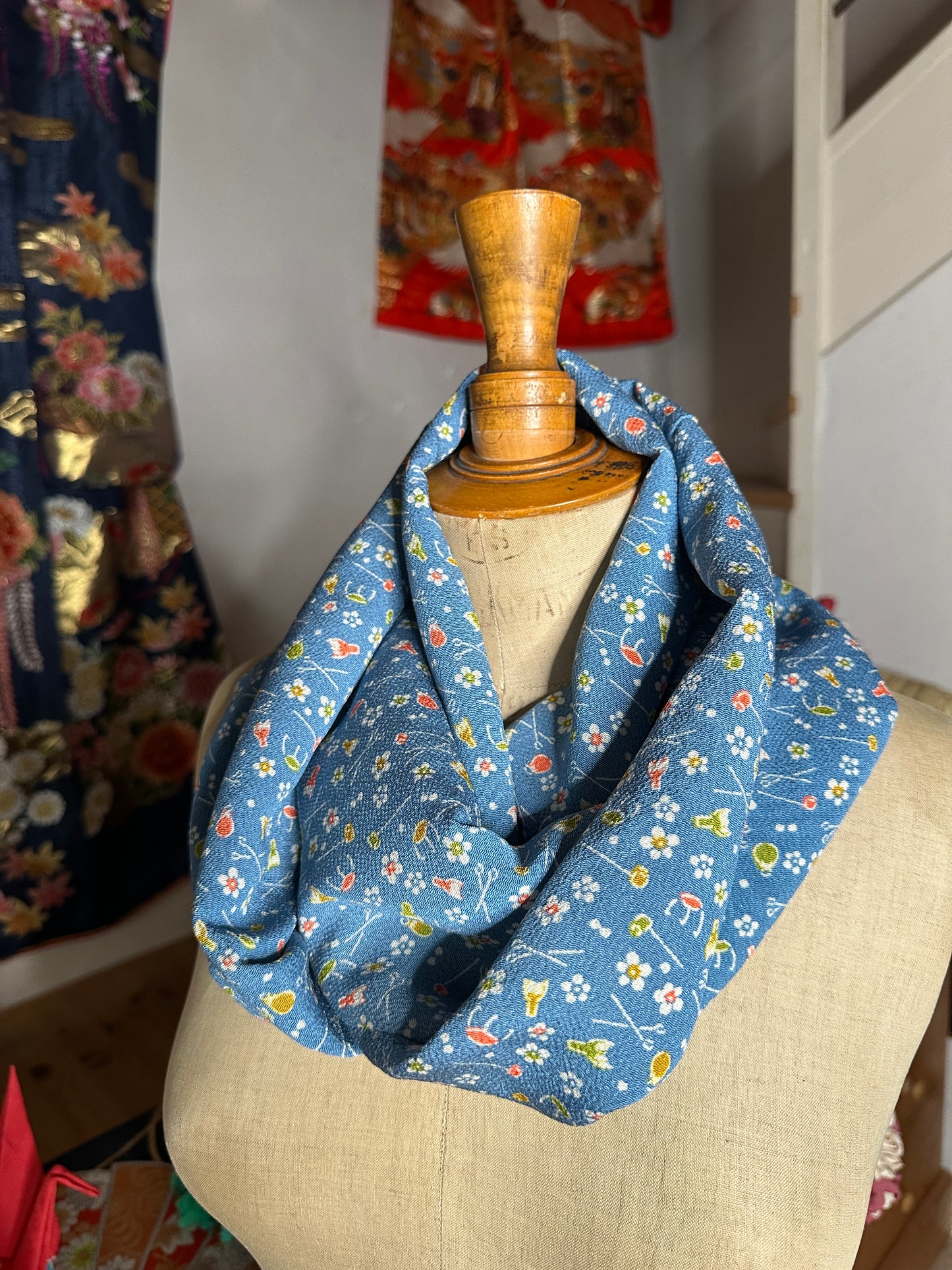 Tour de cou snood kimono Chirimen japonais