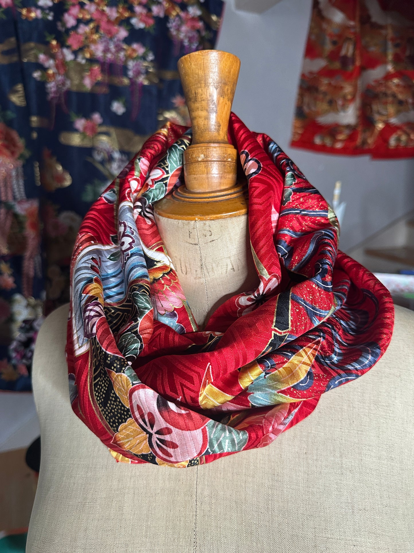 Snood tour de cou kimono en soie japonais Neuf