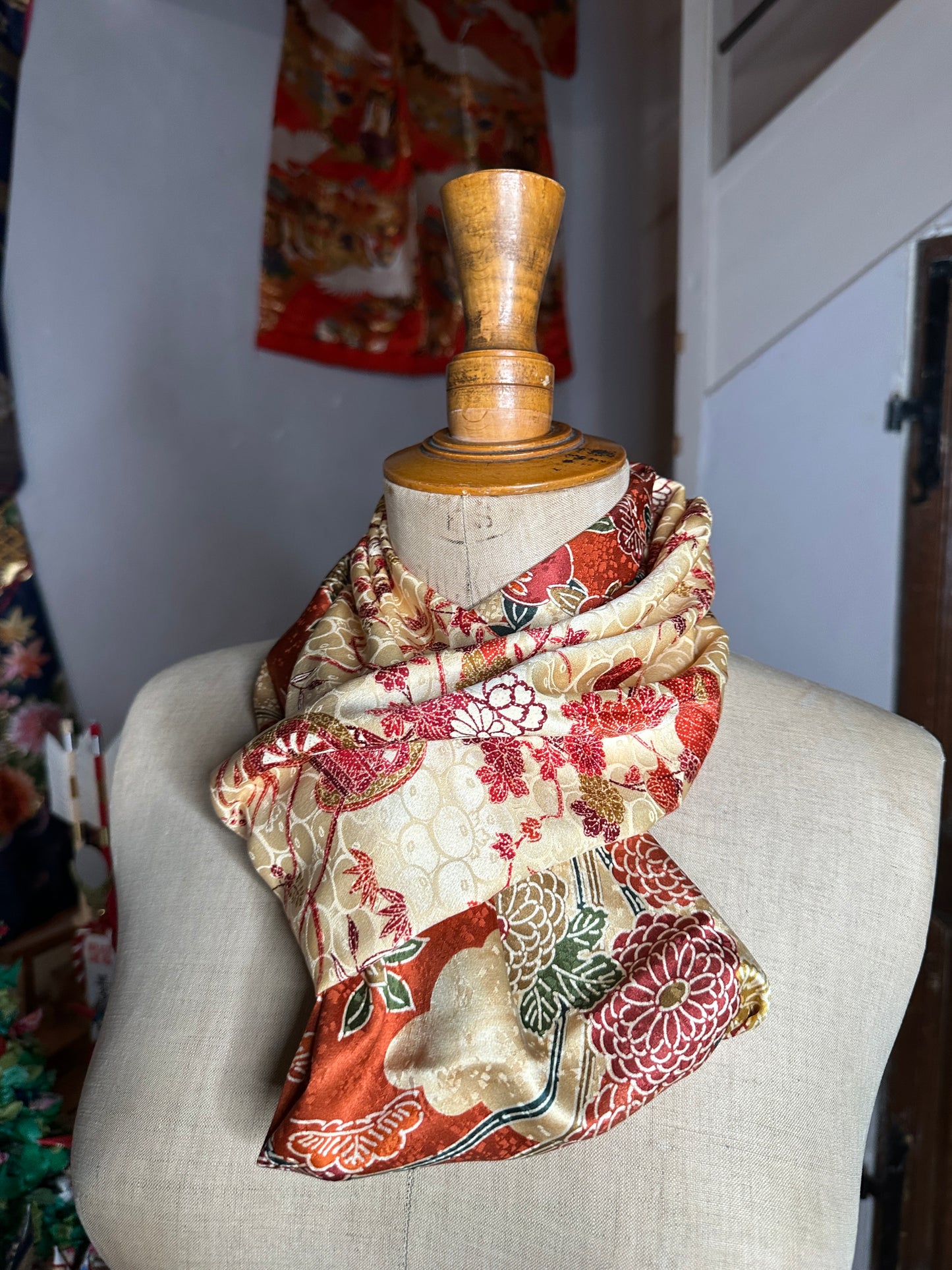 Tour de cou foulard kimono japonais en soie