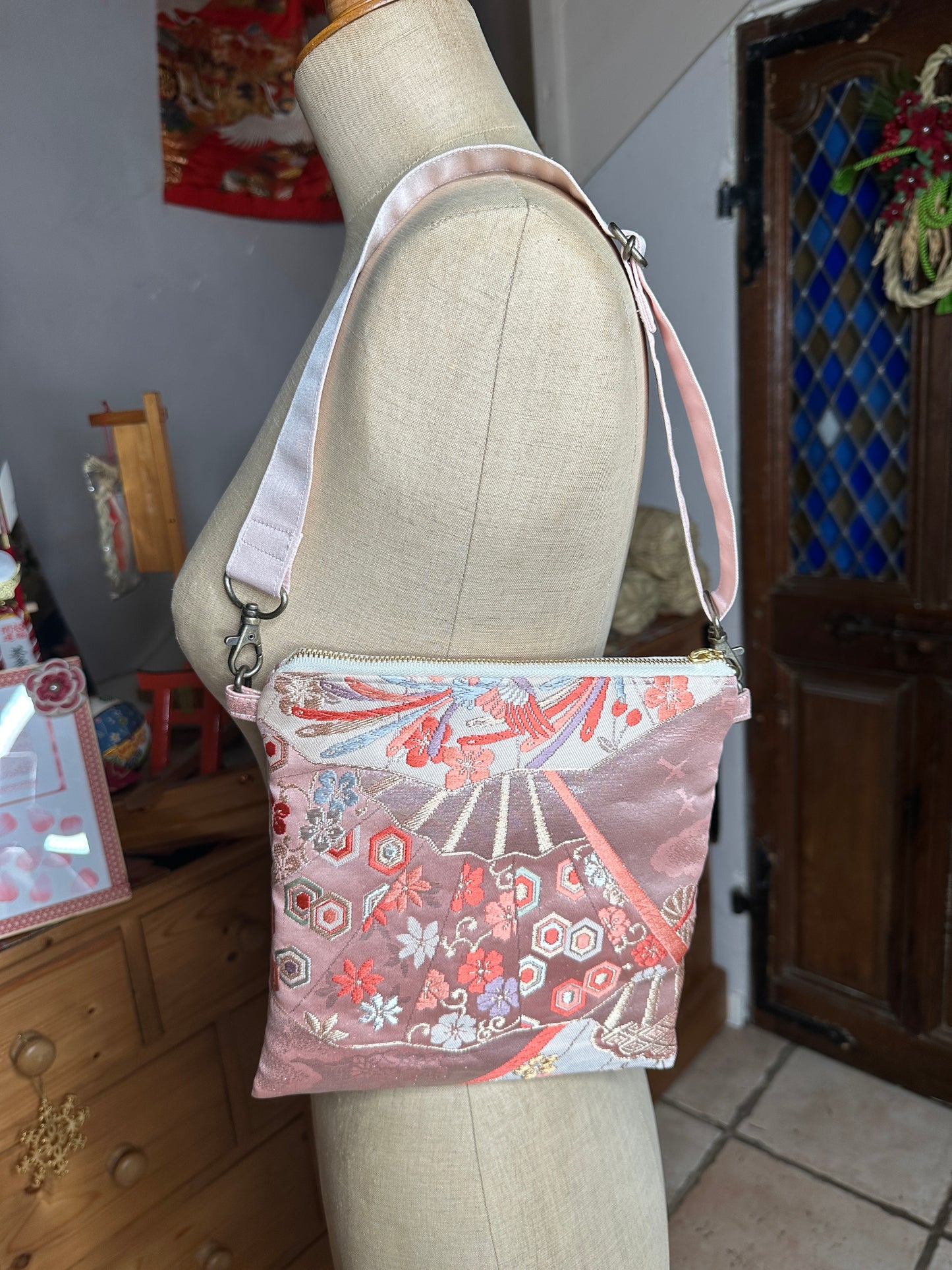 Pochette sac à l’épaule Obi kimono japonais en soie