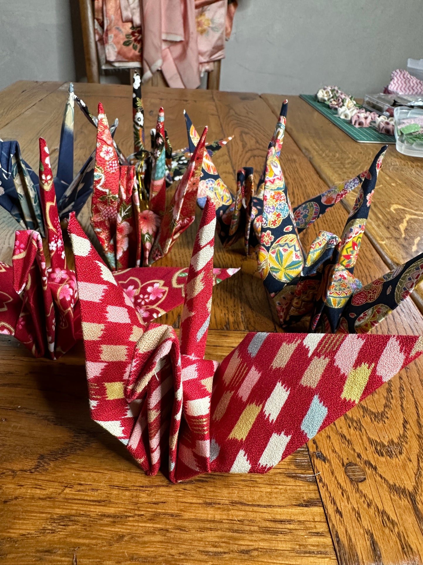 Oiseau grue japonaise en tissu coton