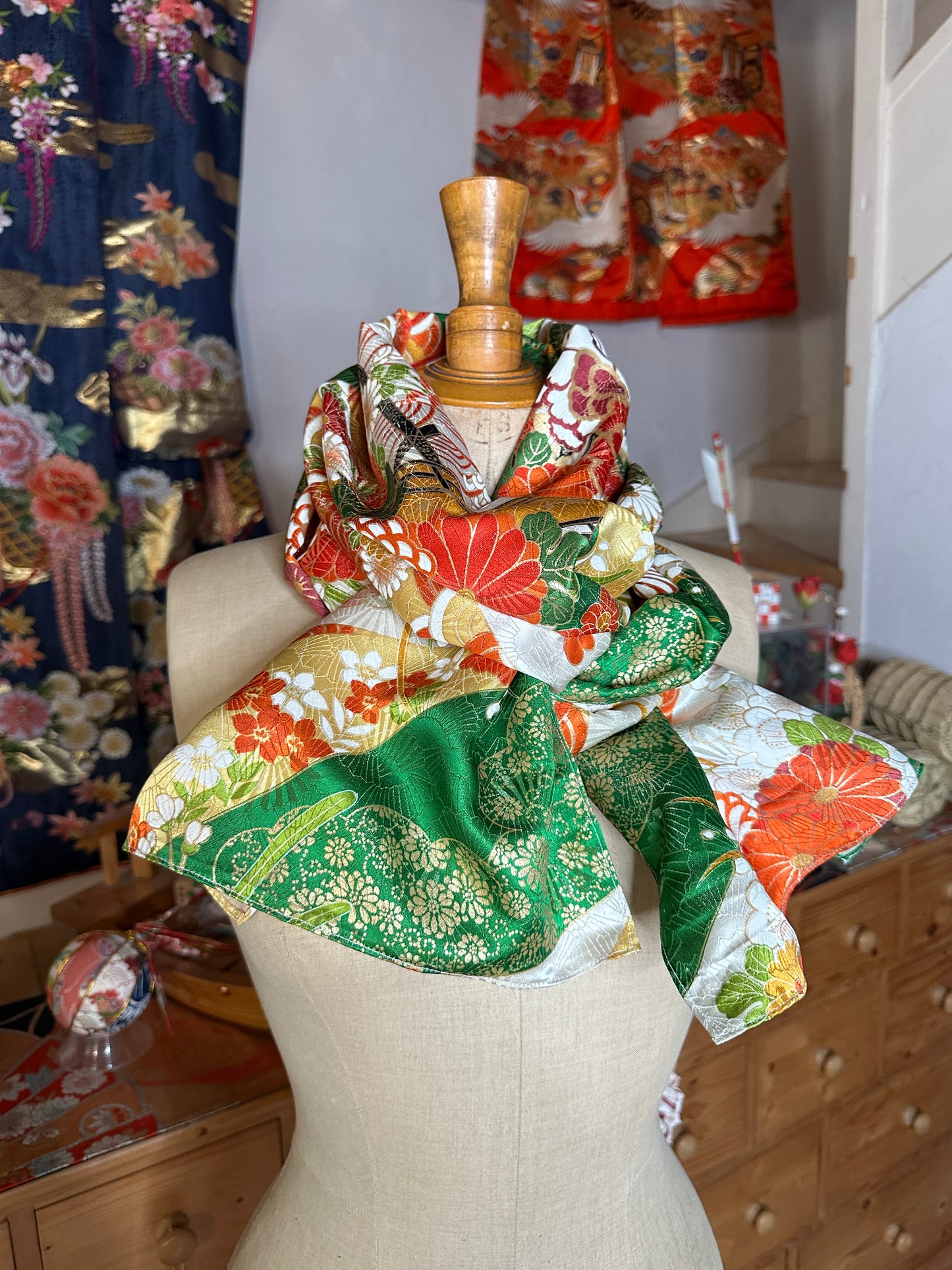 Foulard furisode kimono japonais en soie