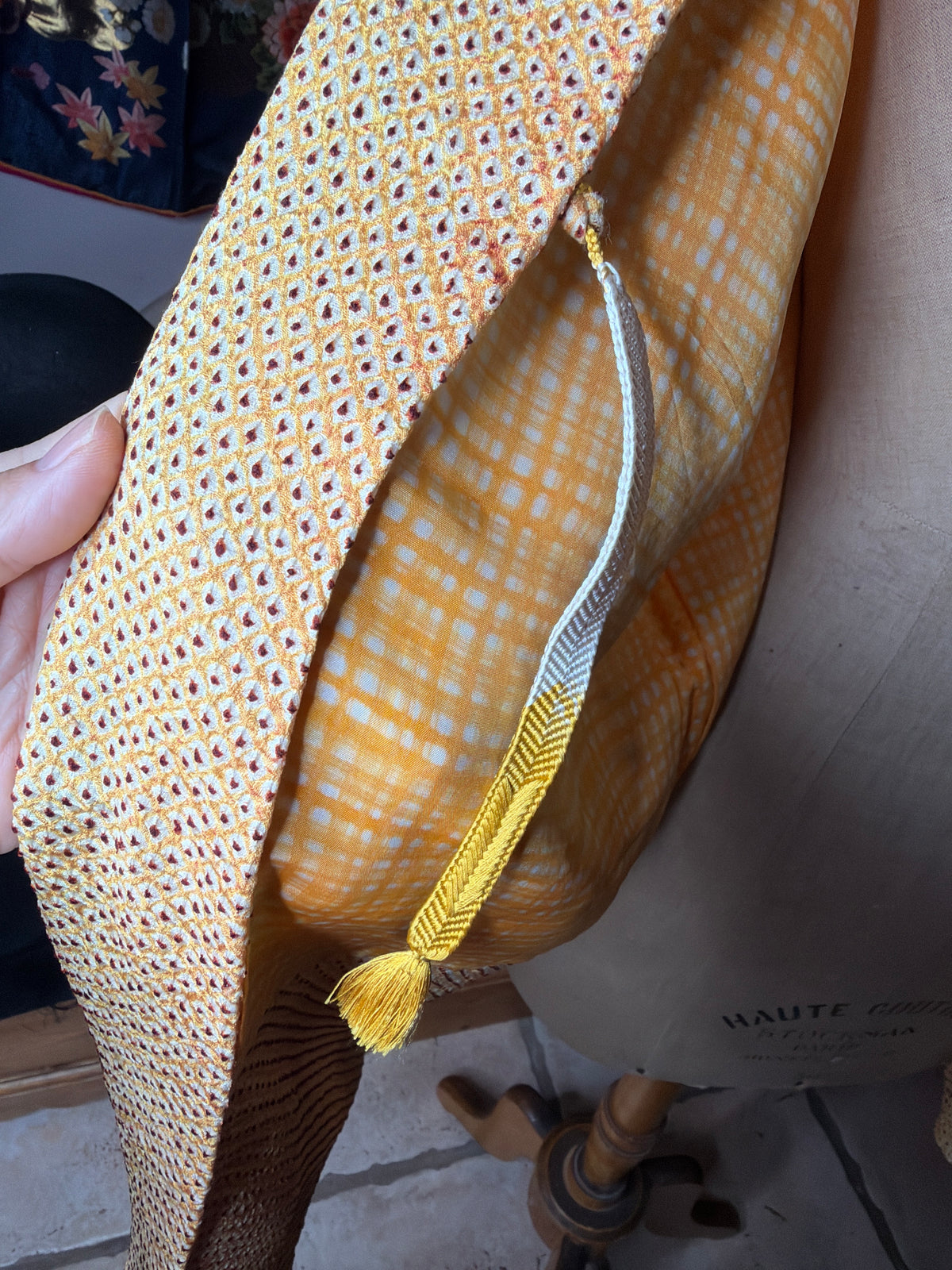 Haori veste de kimono japonais en soie Shibori avec Haorihimo inclus