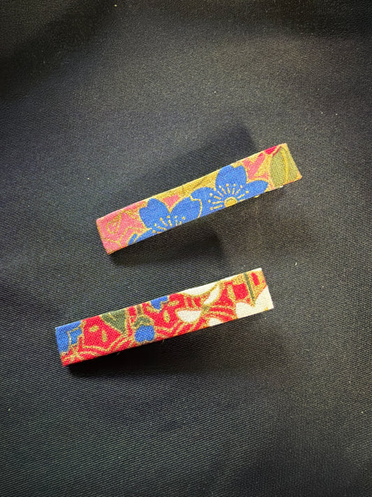 2 Pince à cheveux clips tissu en coton