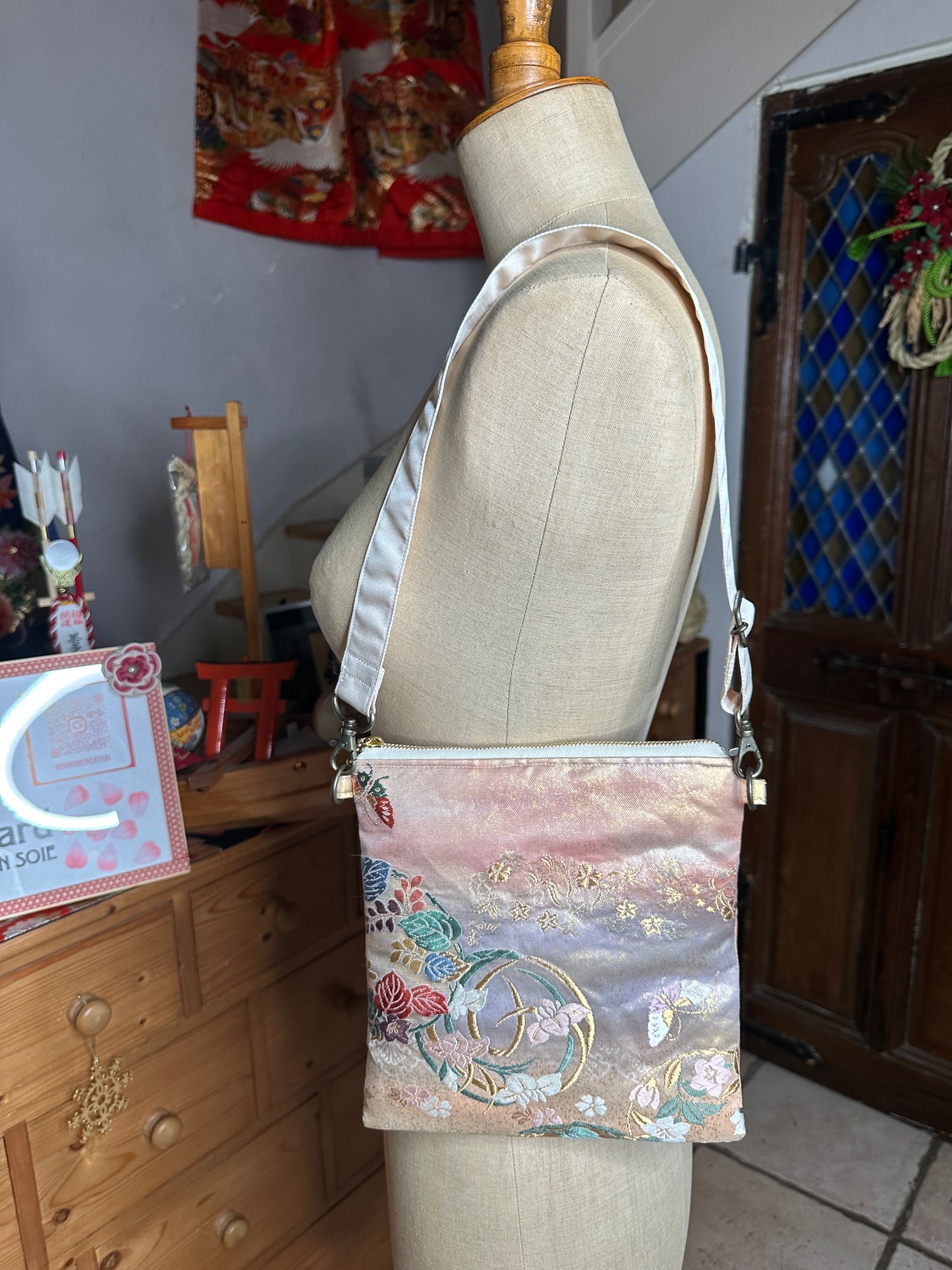 Pochette sac à l’épaule Obi kimono japonais en soie