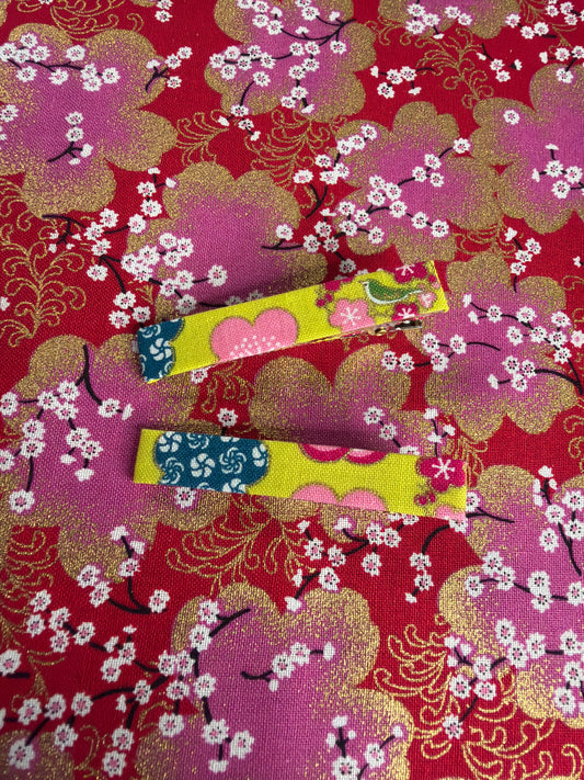 2 pinces pour les cheveux tissu japonais
