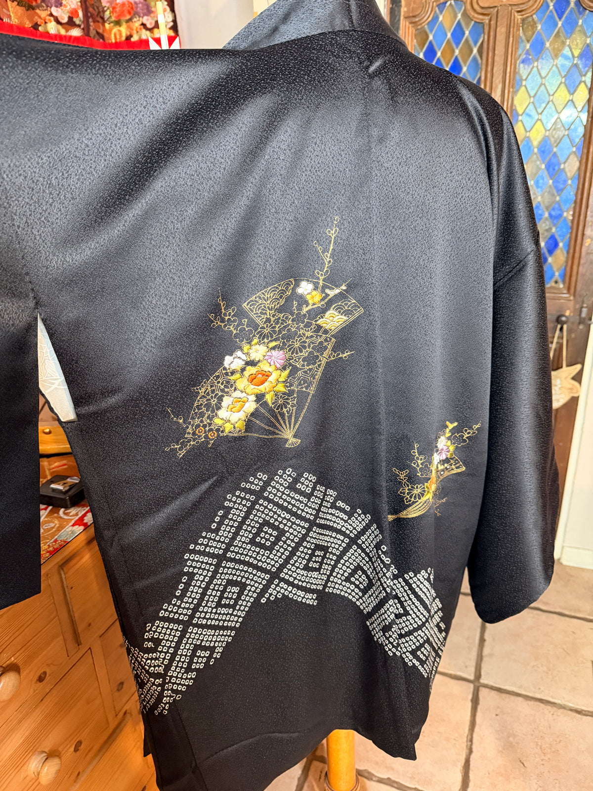 Haori veste de kimono japonais en soie avec Haori himo état Neuf