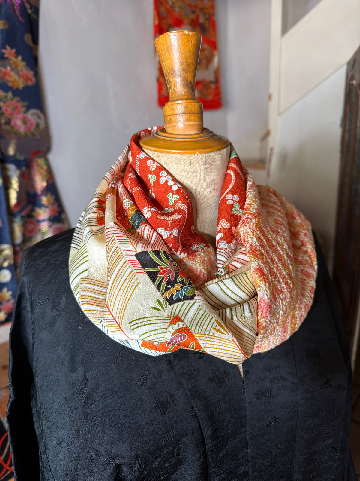Snood tour de cou kimono japonais en soie