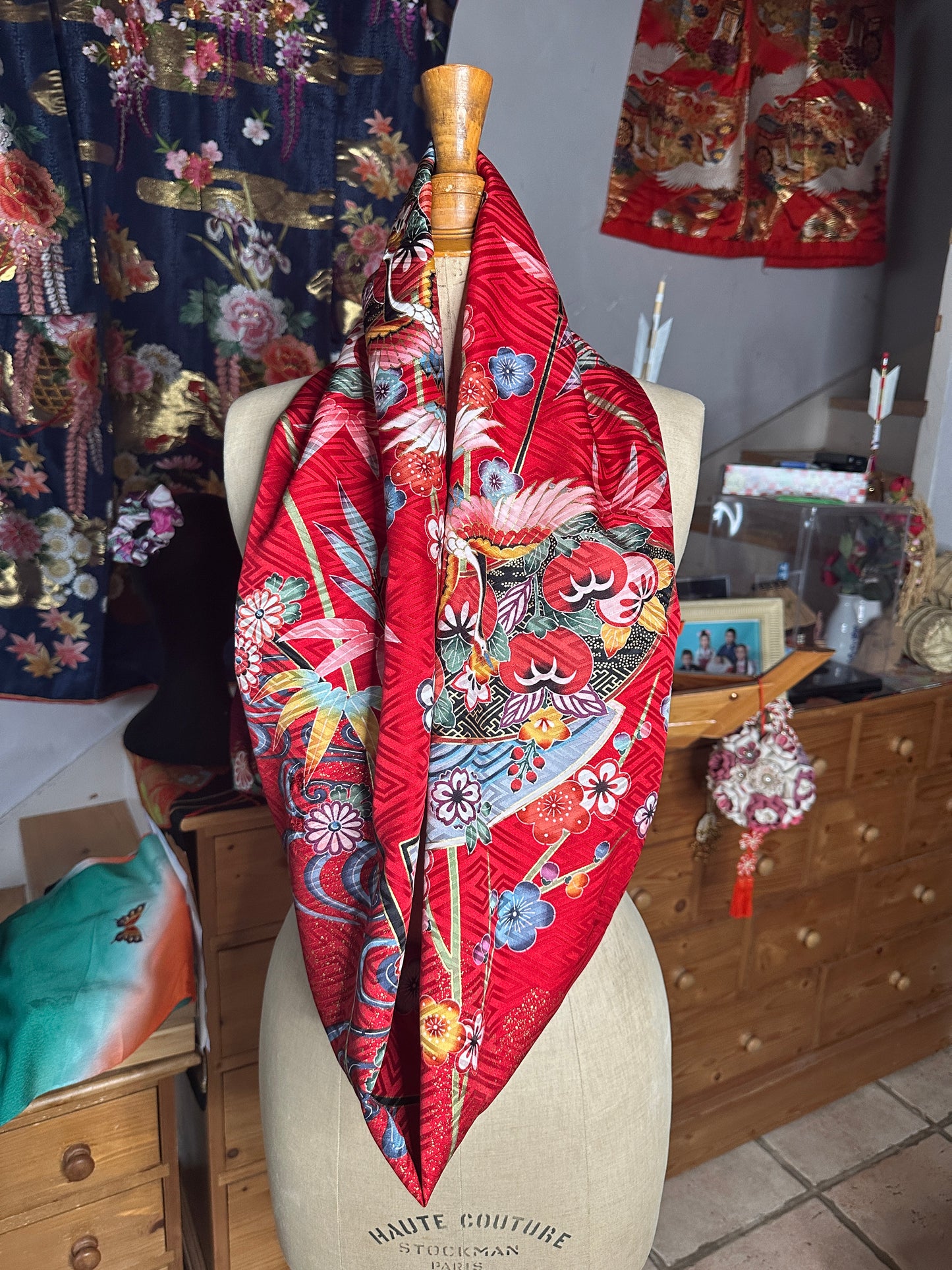 Snood tour de cou kimono en soie japonais Neuf