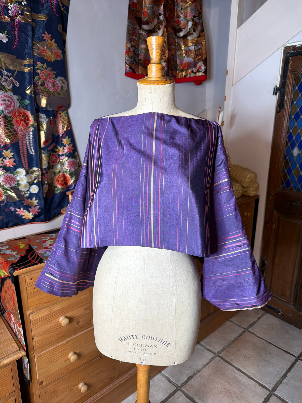 Top tunique 3 en 1 tissu en soie Kurumegasuru japonais