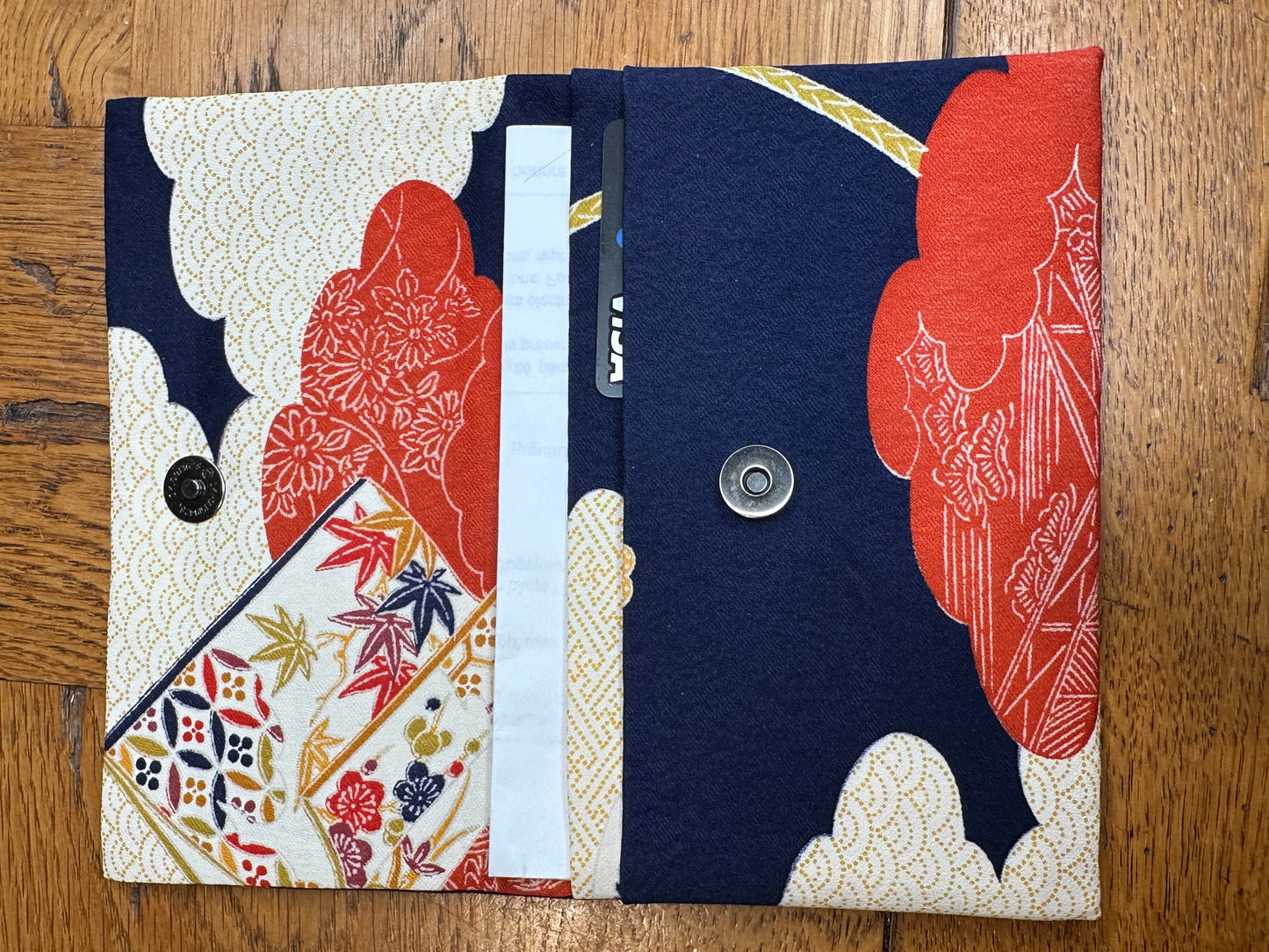 Pochette 2 compartiments kimono japonais en soie