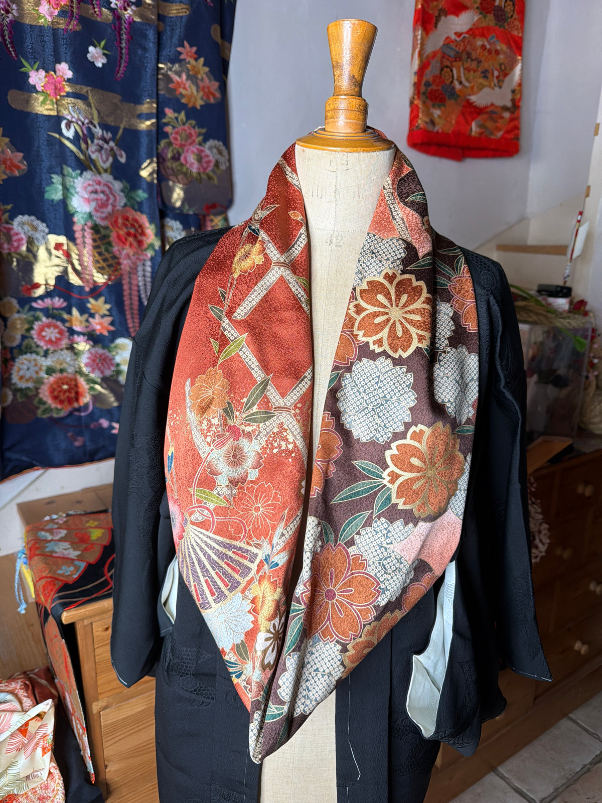 Tour de cou snood furisode kimono japonais en soie